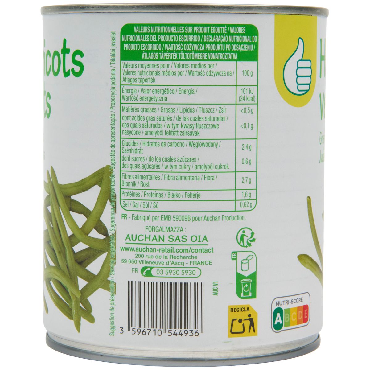 POUCE Haricots verts 800g