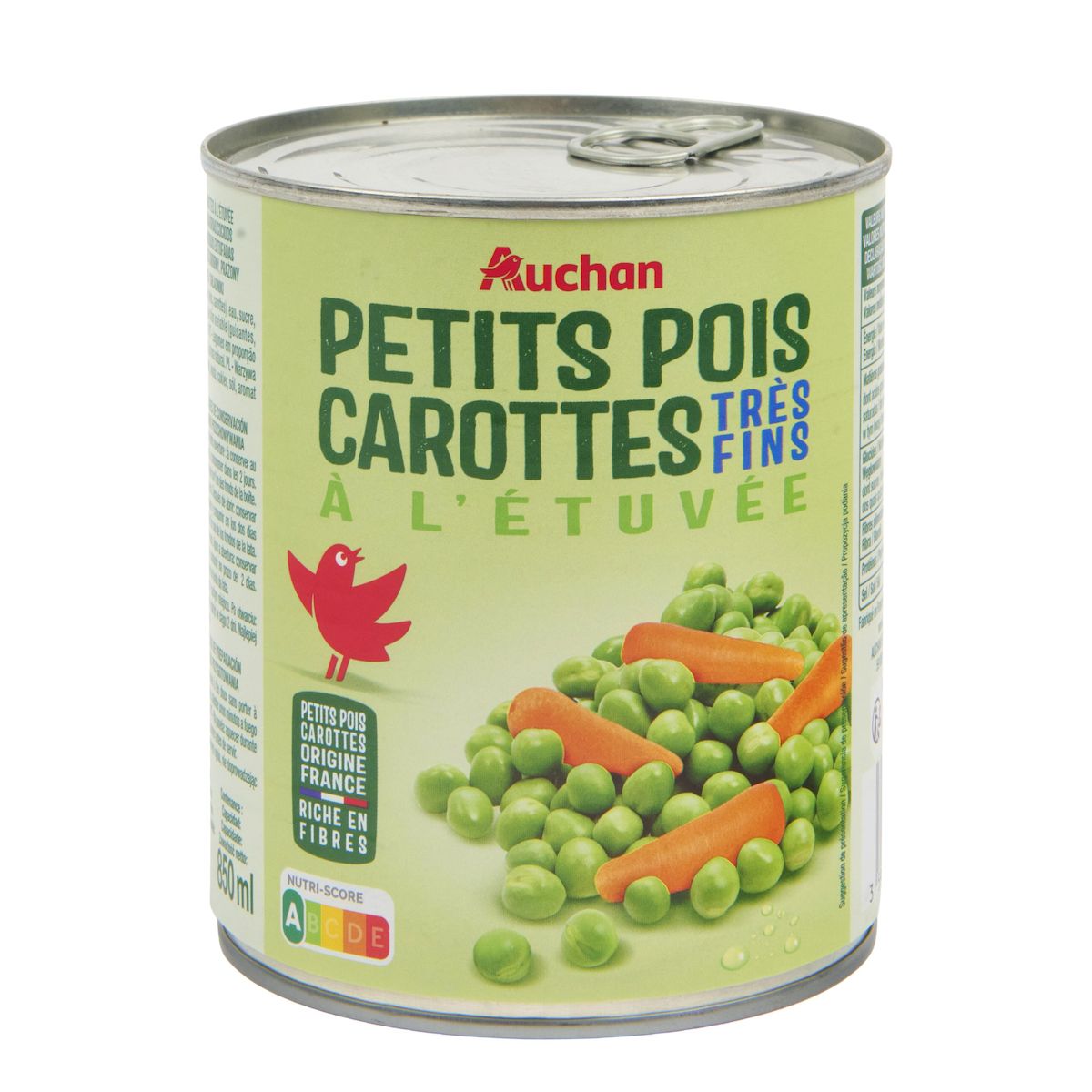 AUCHAN Petits pois carottes très fin à l'étuvée 530g