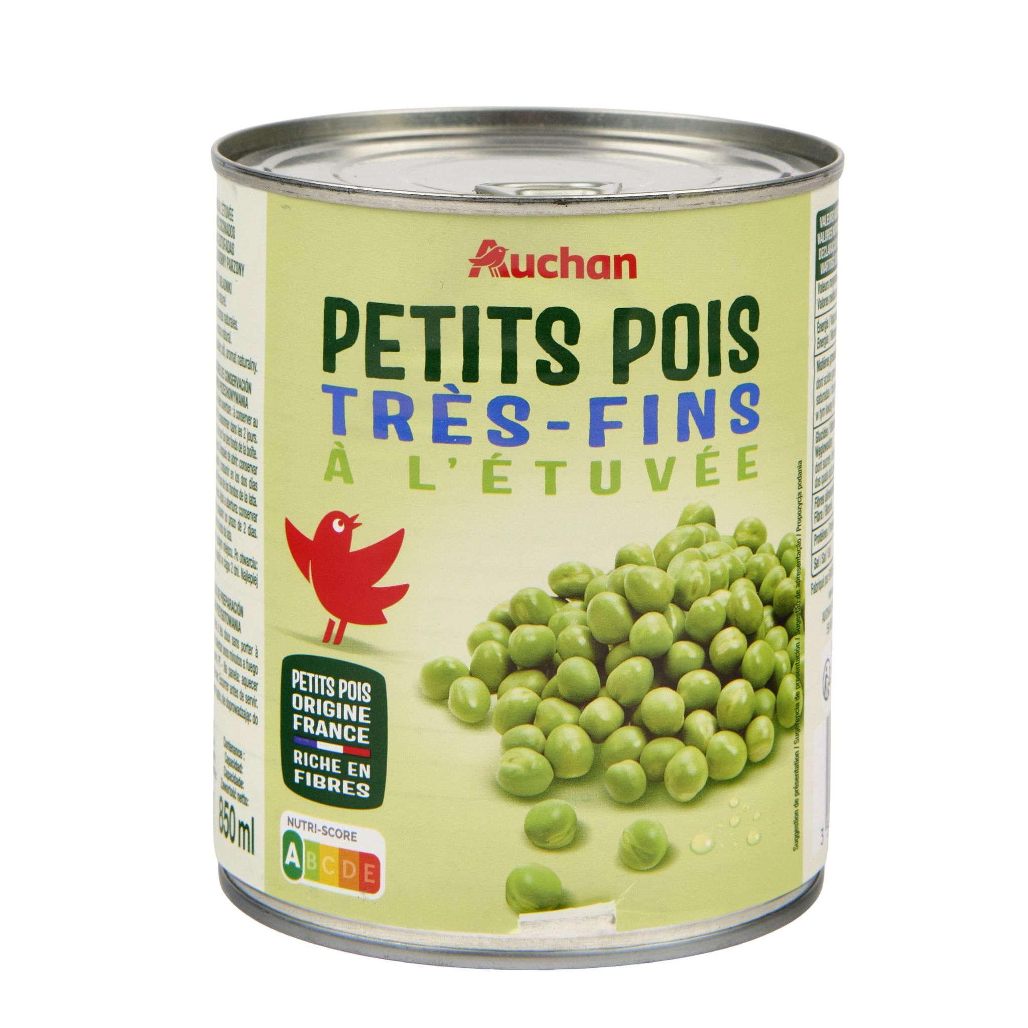 Voir la diapositive 4 : AUCHAN Petits poids très-fins à l'étuvée 560g