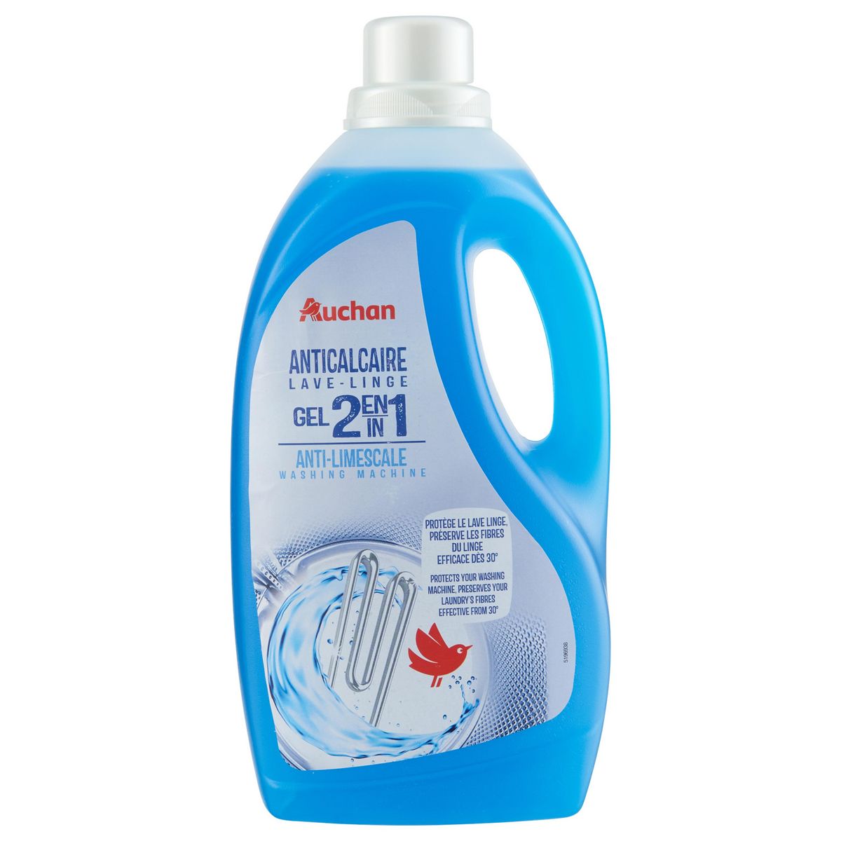 AUCHAN Gel anti-calcaire pour lave-linge 2 en 1 2l
