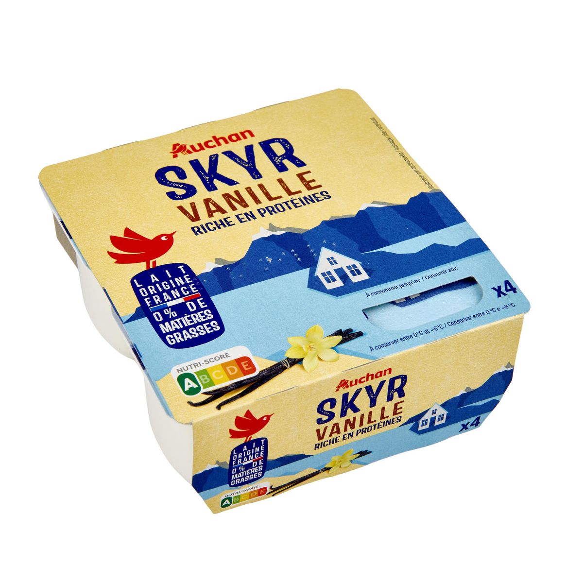 AUCHAN Skyr à la vanille 0% MG 4x100g