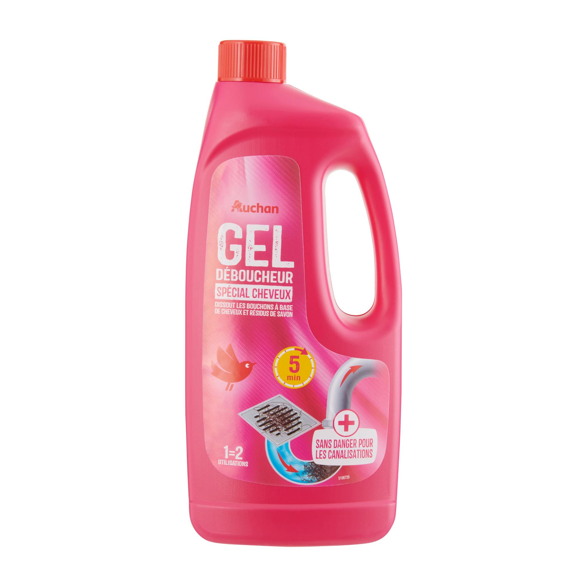 Voir la diapositive 3 : AUCHAN Gel déboucheur canalisations spécial cheveux 1L