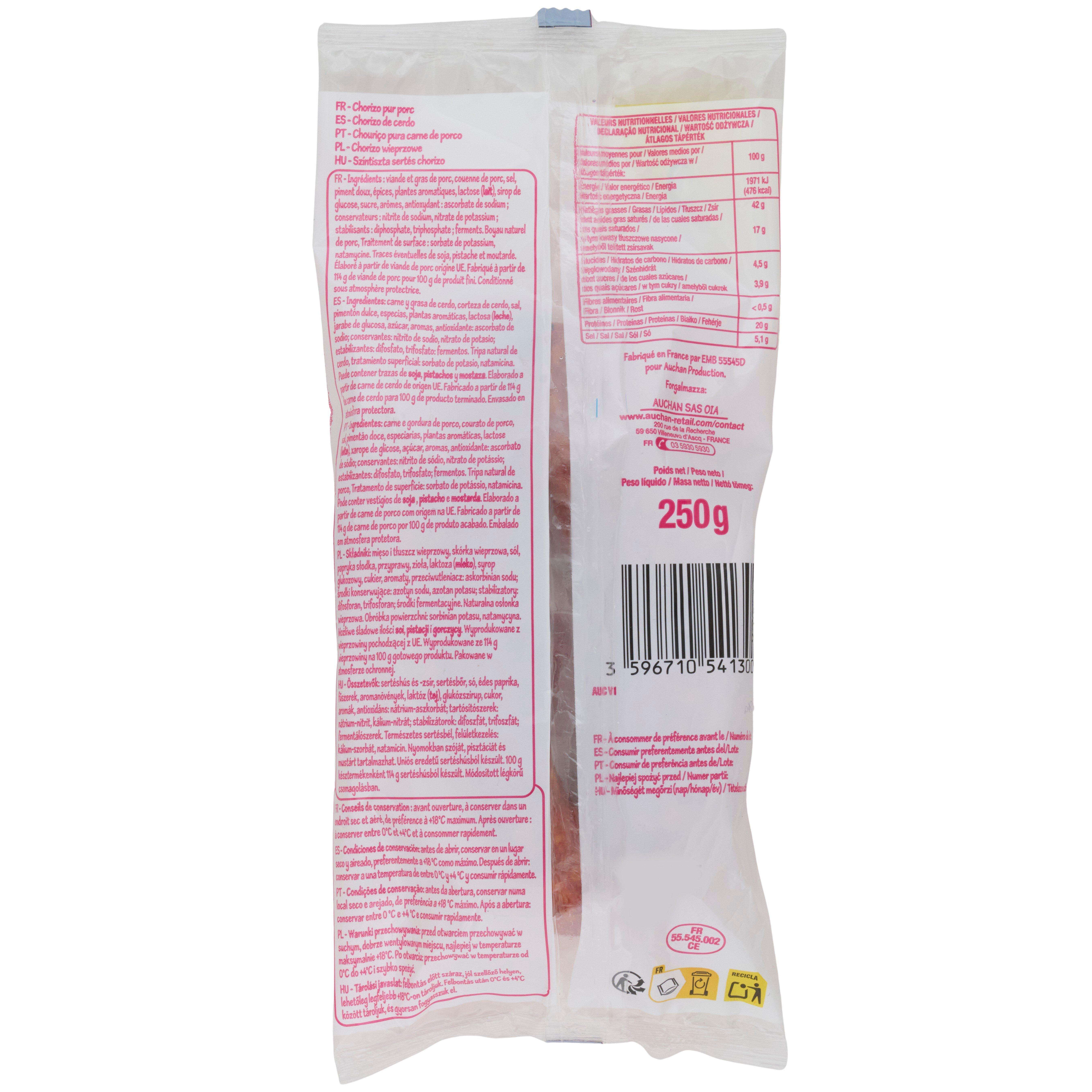 Voir la diapositive 2 : POUCE Chorizo fort 250g