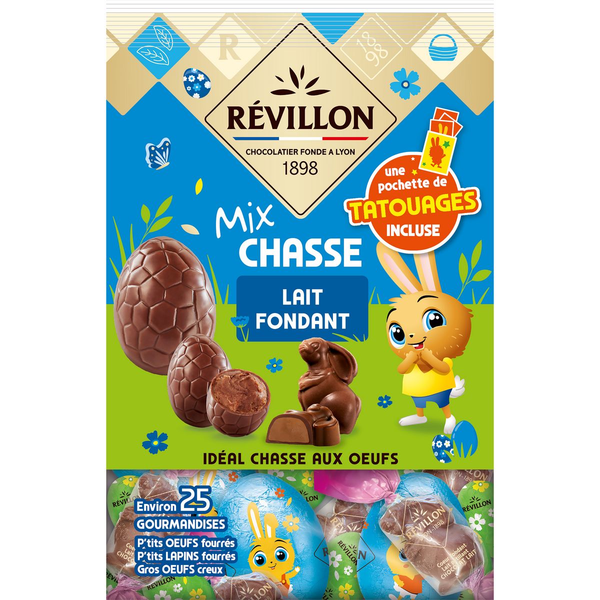 REVILLON CHOCOLATIER Assortiment de bonbons de chocolat mix chasse au lait fondant environ 25 gourmandises 310g