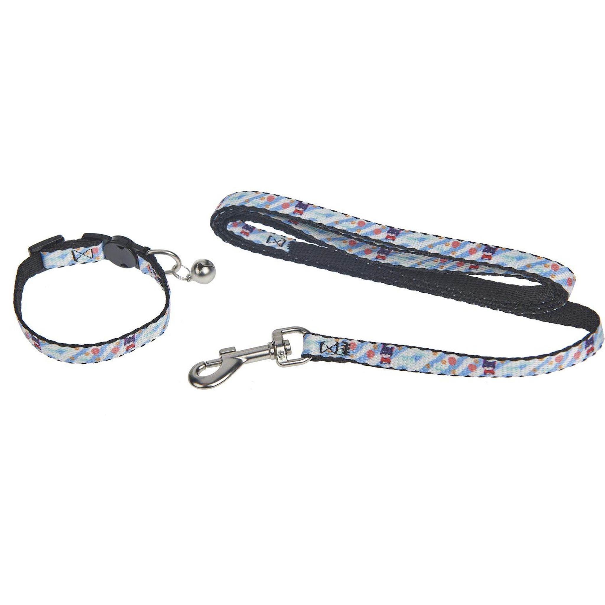 Collier ajustable et laisse 1.5cm x 120cm pour chat 1 pièce
