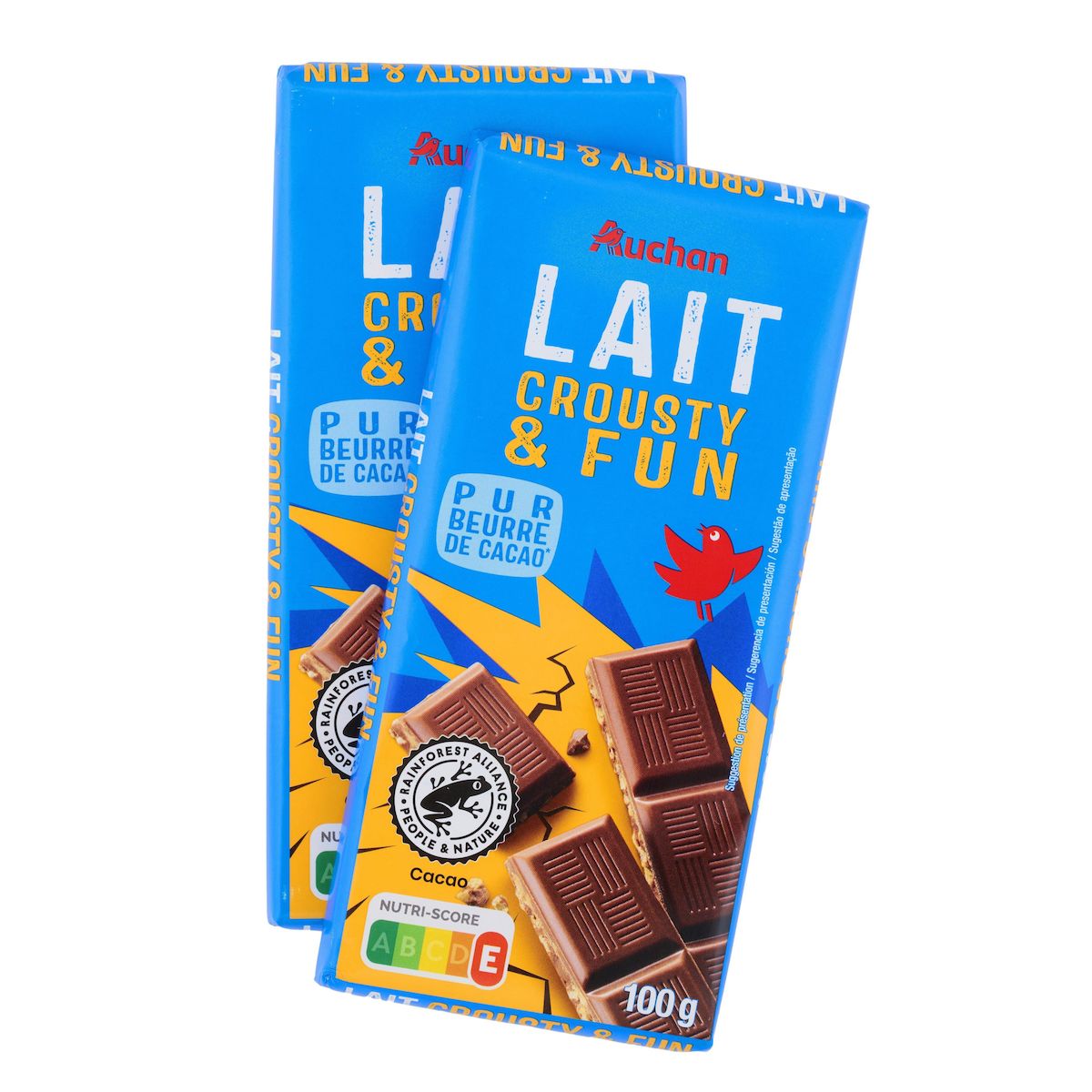 AUCHAN Crousty & Fun Tablette de chocolat au lait 1 pièce 100g