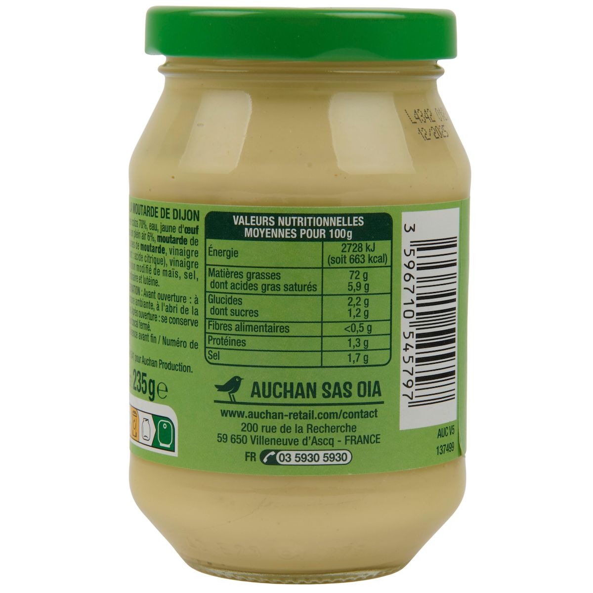 AUCHAN Mayonnaise bocal 235g