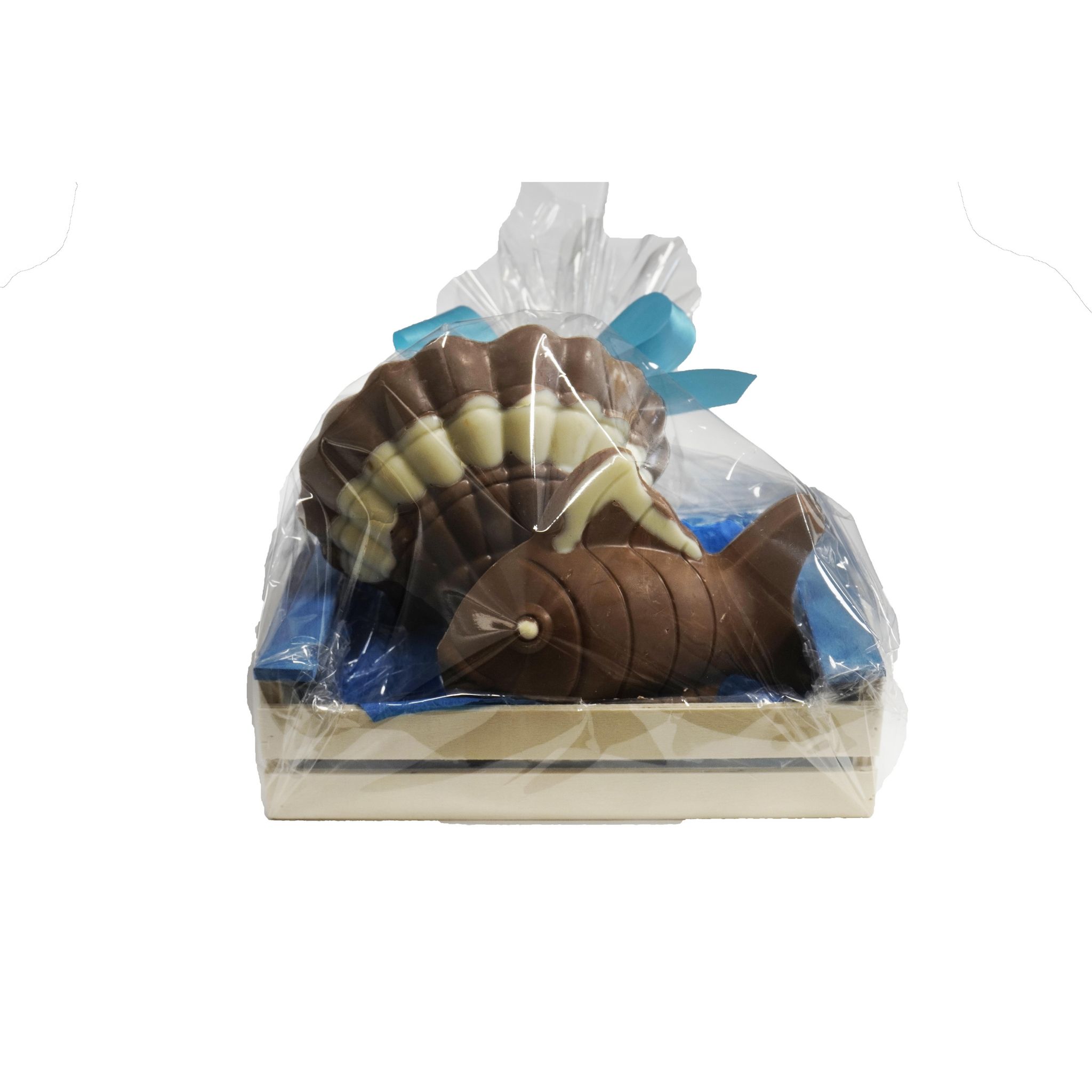 LE TECH Corbeille fleurie avec une grande poule en chocolat fairtrade au lait 190g