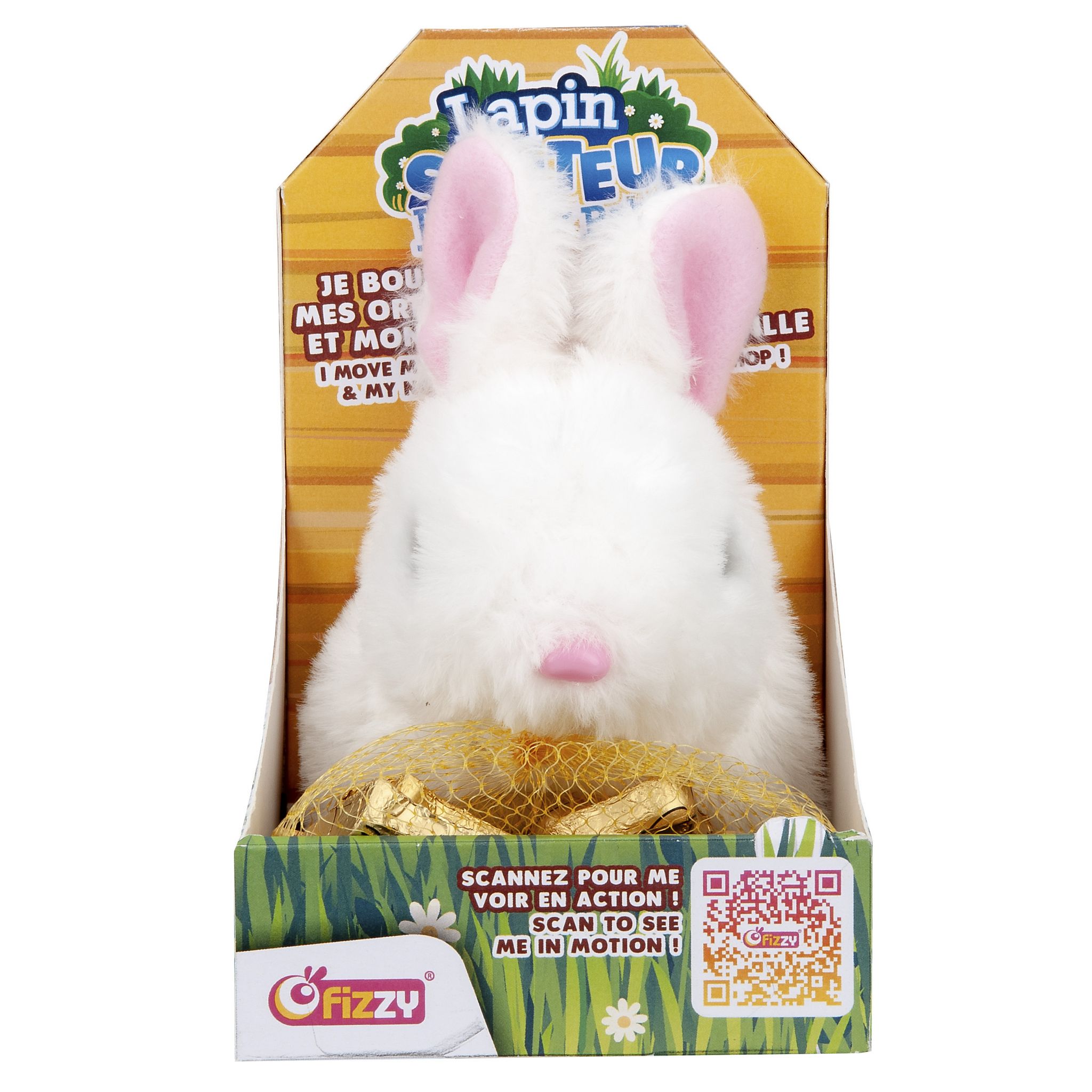 FIZZY Lapin en chocolat avec peluche Lapin Sauteur 100g