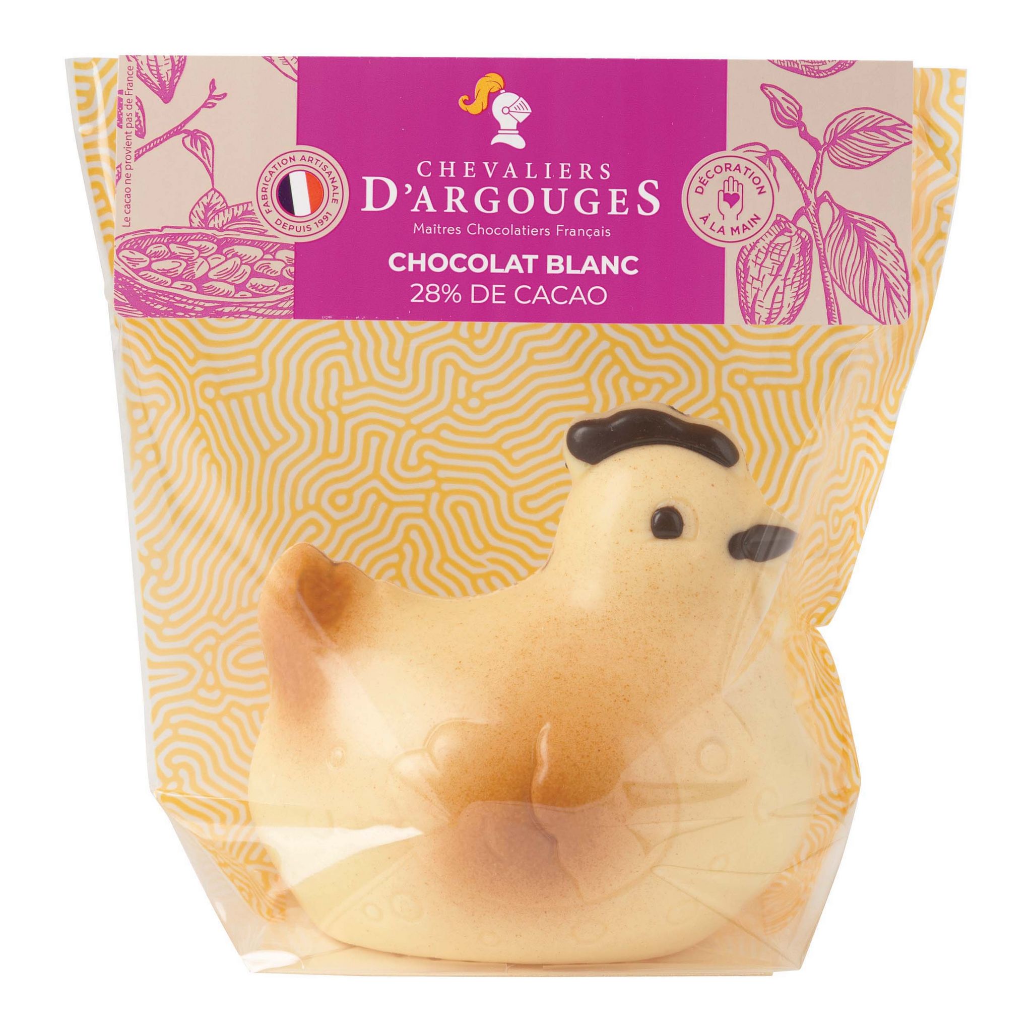 CHEVALIERS D'ARGOUGES Poule de chocolat blanc 28% de cacao 115g