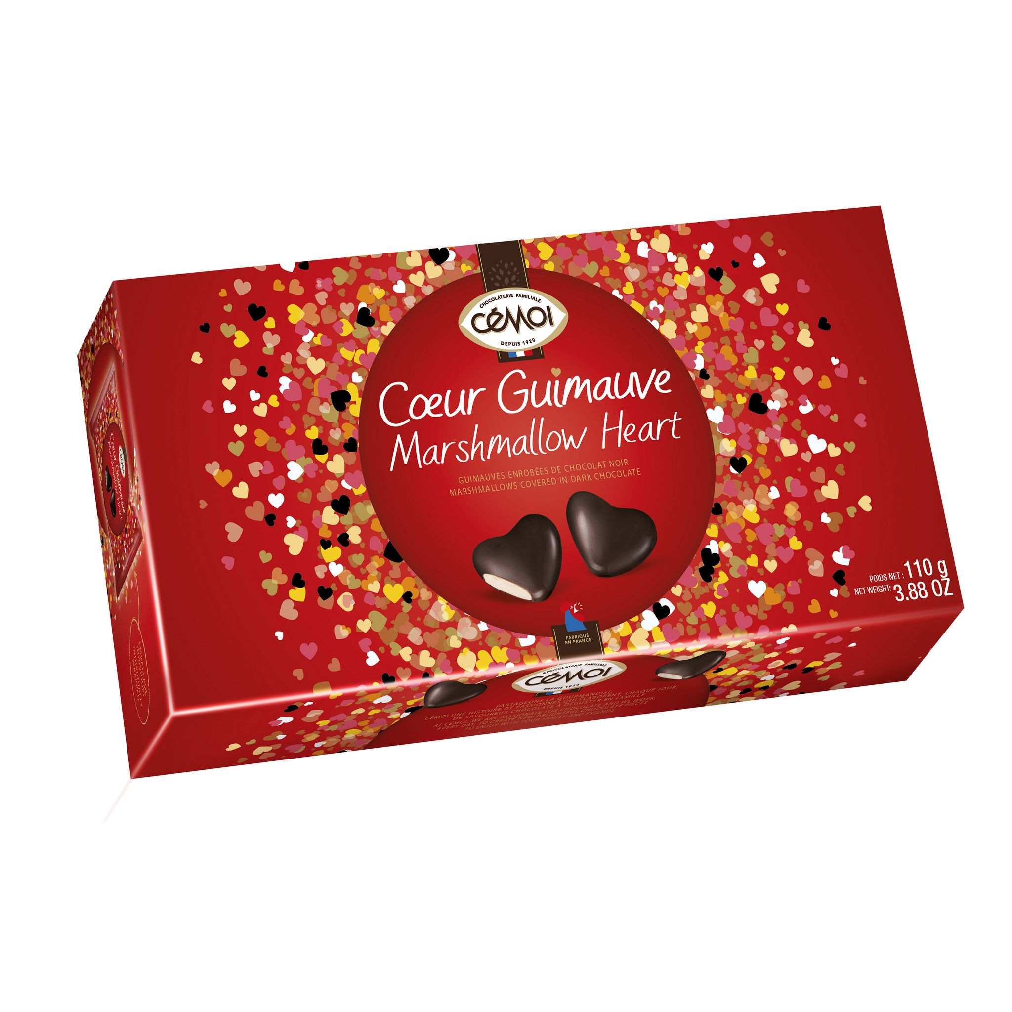 CEMOI Coeurs guimauves enrobés de chocolat noir 110g