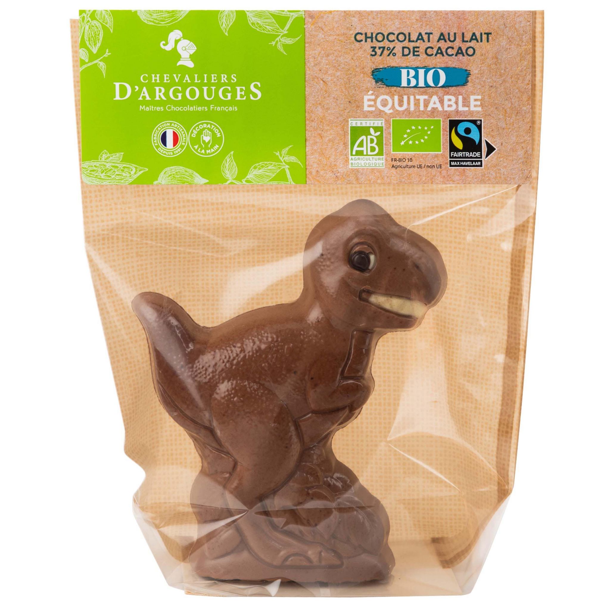 CHEVALIERS D'ARGOUGES Chocolat au lait bio 37% de cacao moulage T-rex 70g