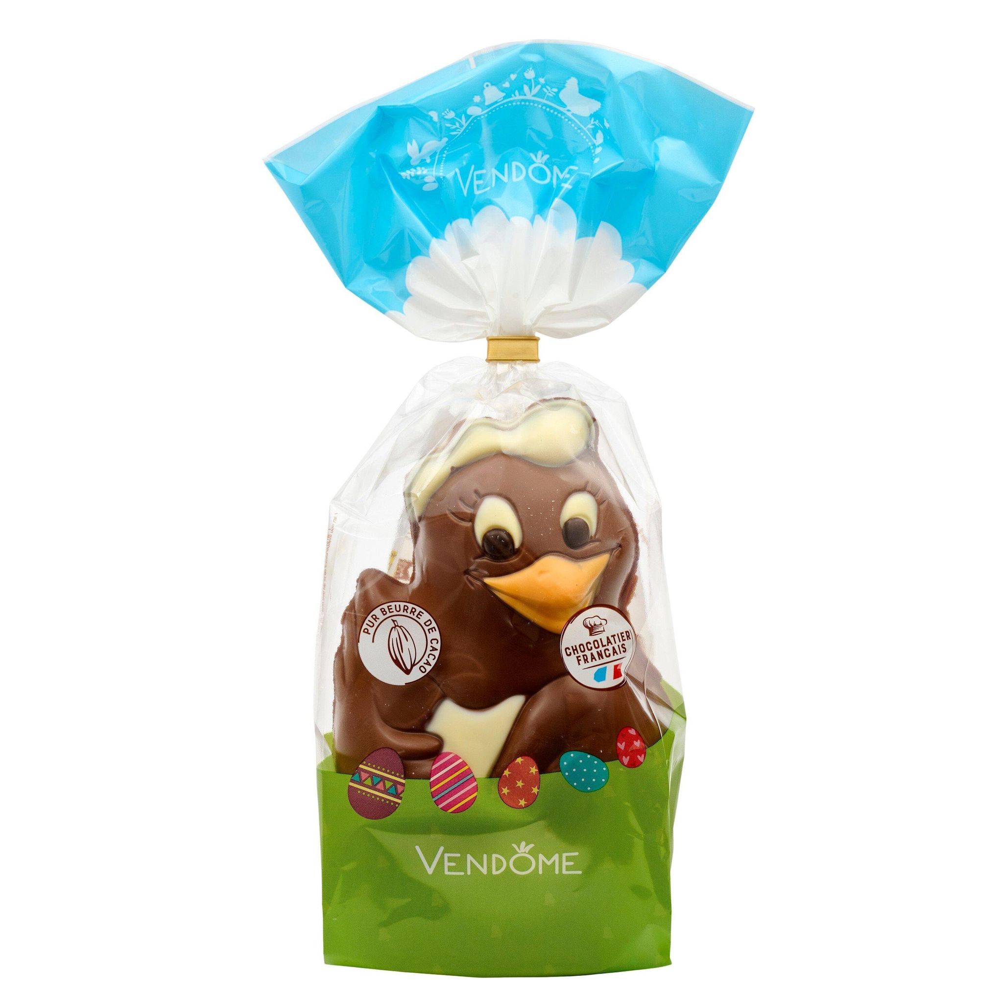 Voir la diapositive 3 : VENDOME Poule en chocolat au lait décorée 175g