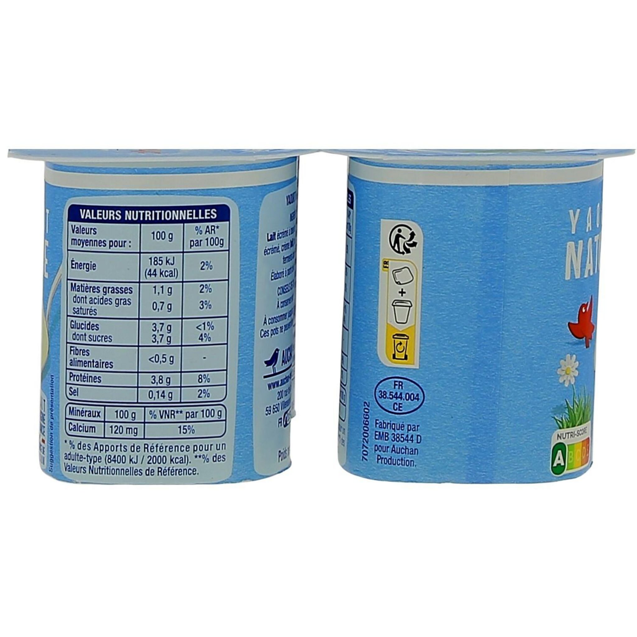 Voir la diapositive 3 : AUCHAN Yaourt nature 4x125g