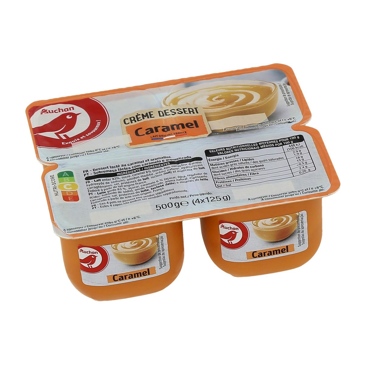AUCHAN Crème dessert caramel 4x125g
