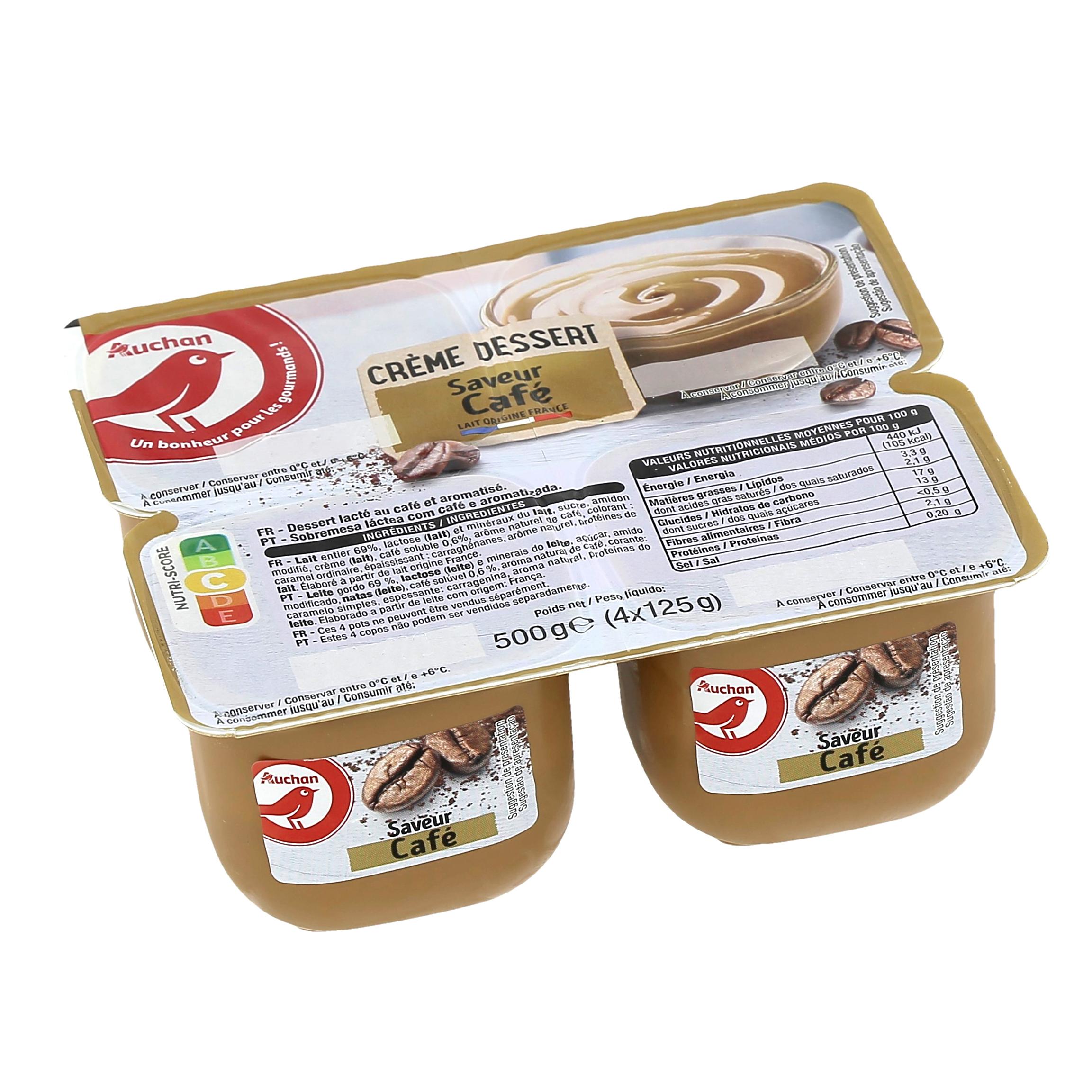 Voir la diapositive 3 : AUCHAN Crème dessert café 4x125g
