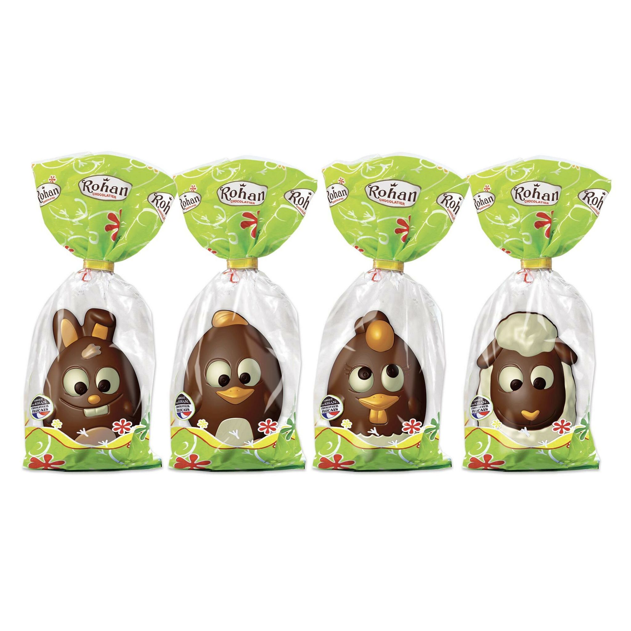 ROHAN Moulage en chocolat au lait assortiment animaux rigolos 100g