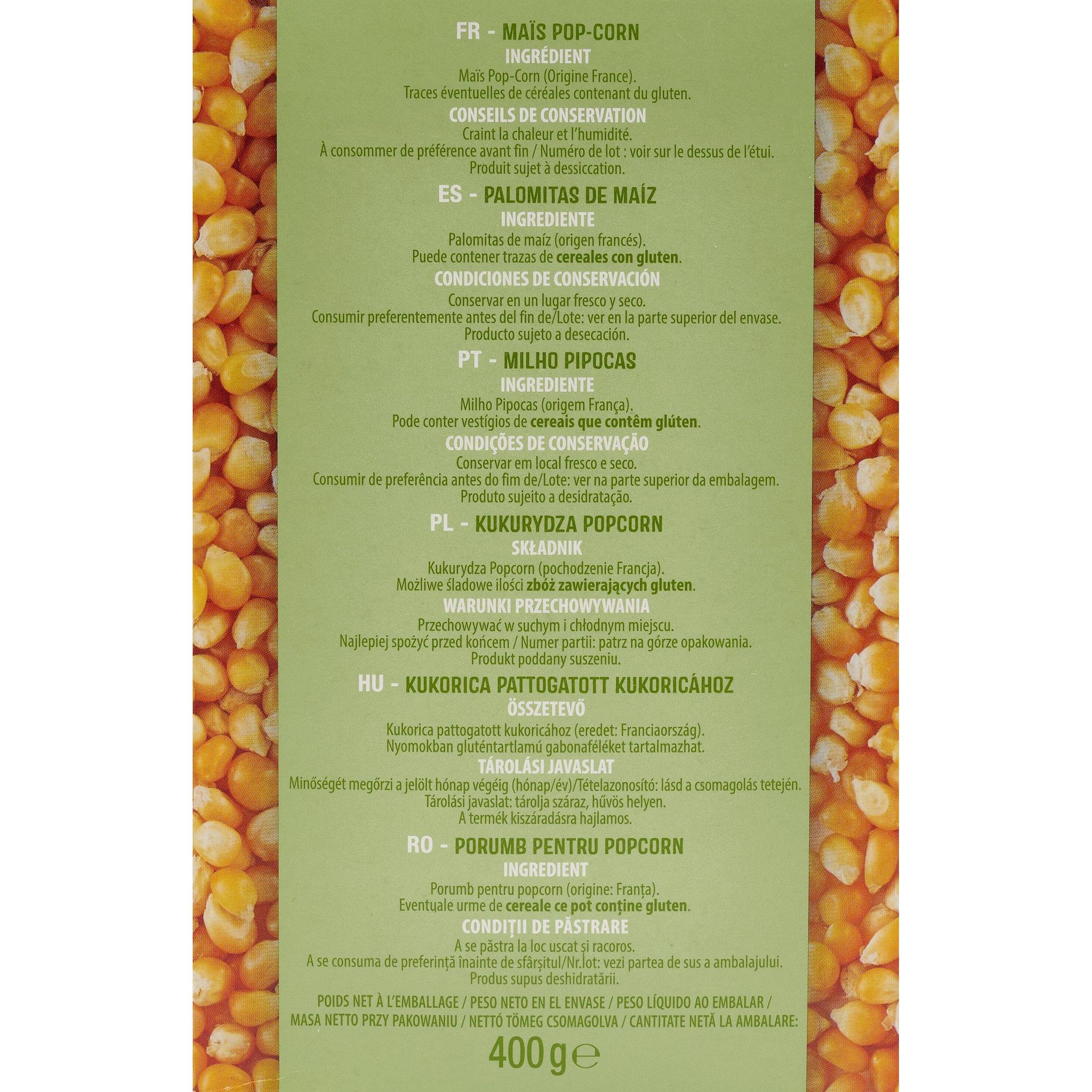 Voir la diapositive 3 : AUCHAN Maïs pour pop-corn cultivé en France 400g