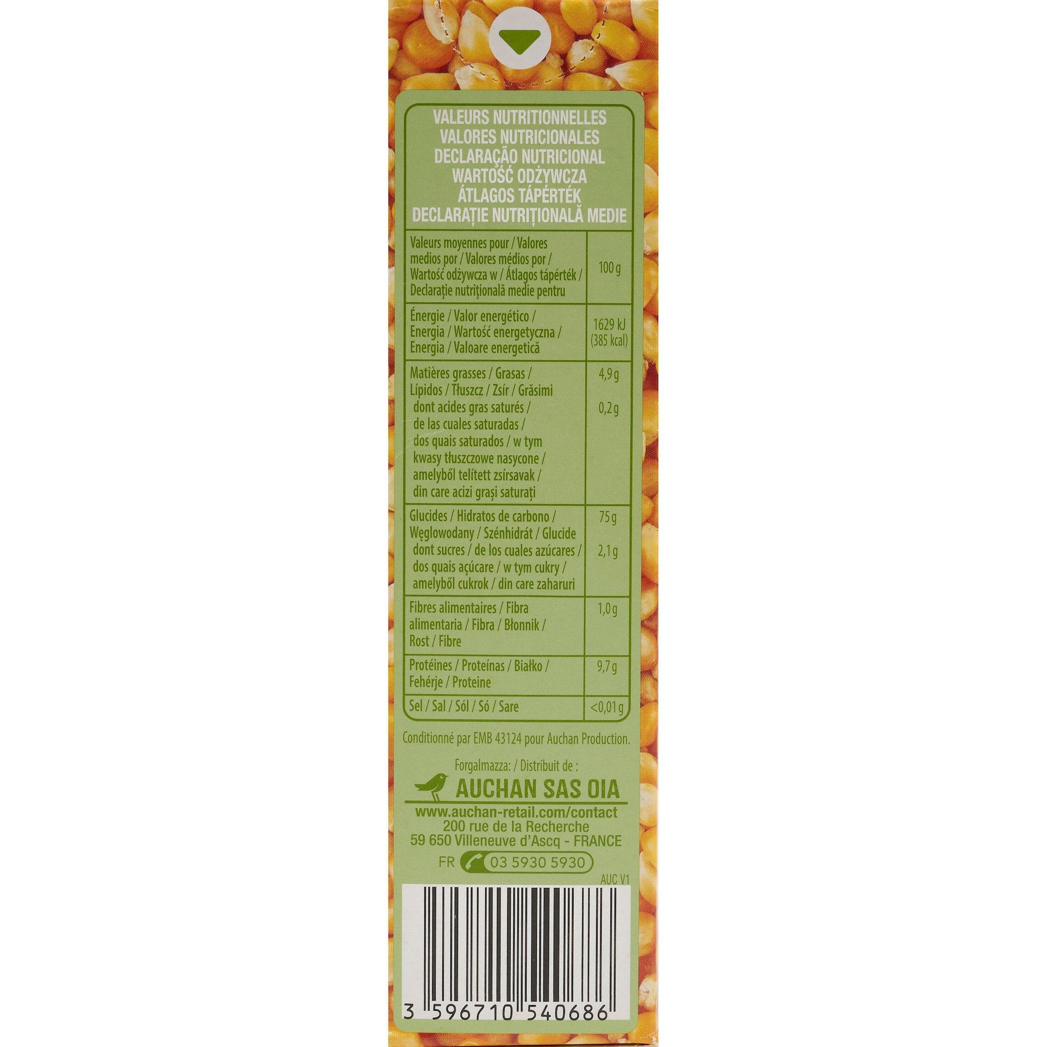 Voir la diapositive 4 : AUCHAN Maïs pour pop-corn cultivé en France 400g