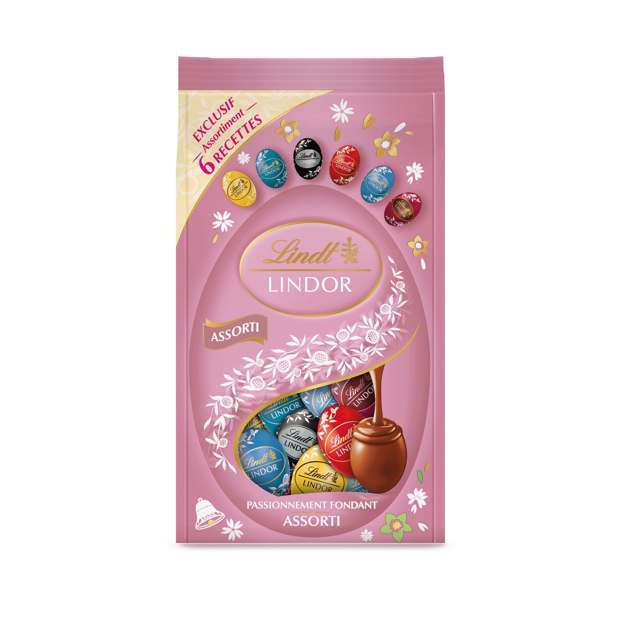 LINDT Lindor assortiment de bouchées de chocolats au lait noir et blanc 350g