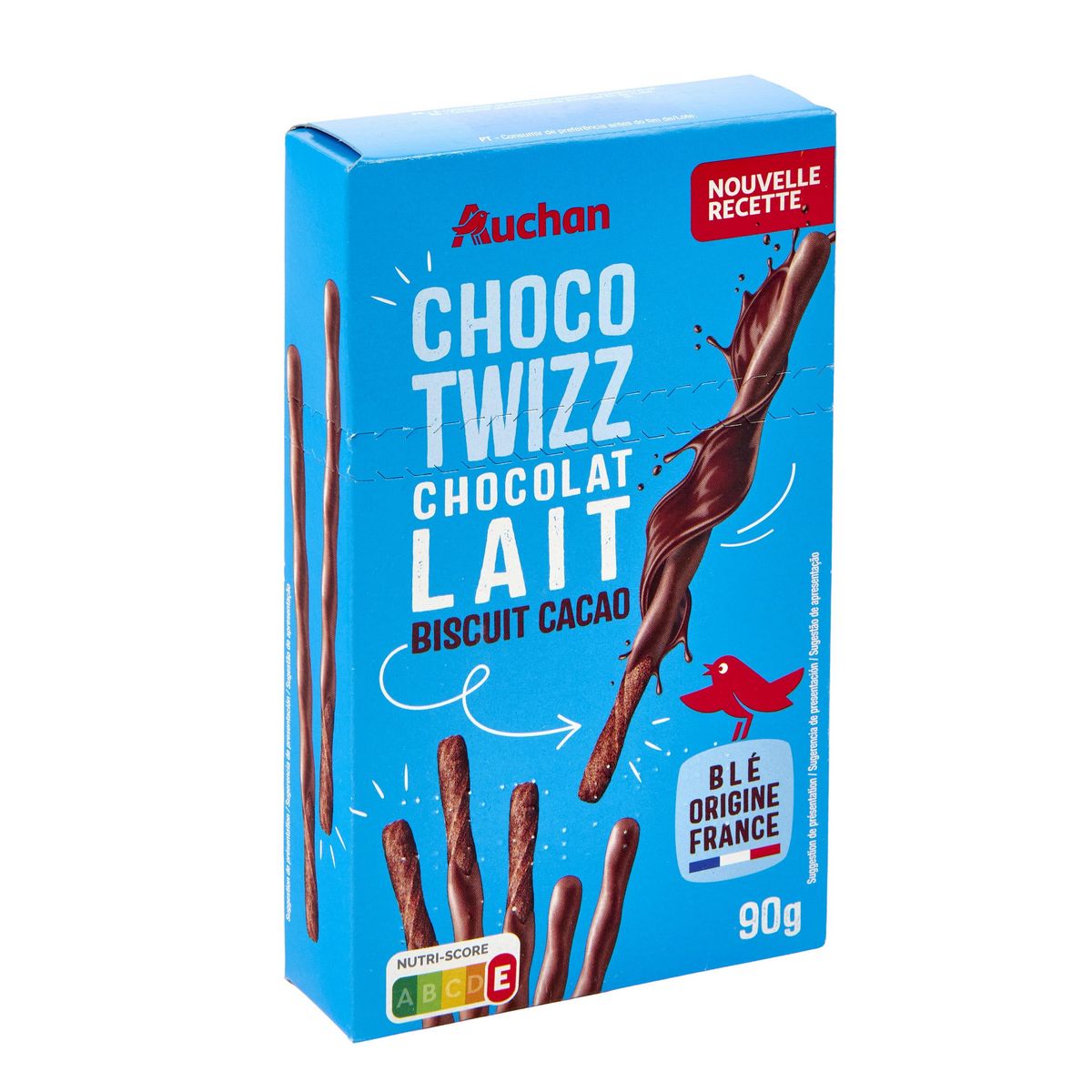 AUCHAN Biscuits nappés au chocolat au lait Choco Twizz 90g