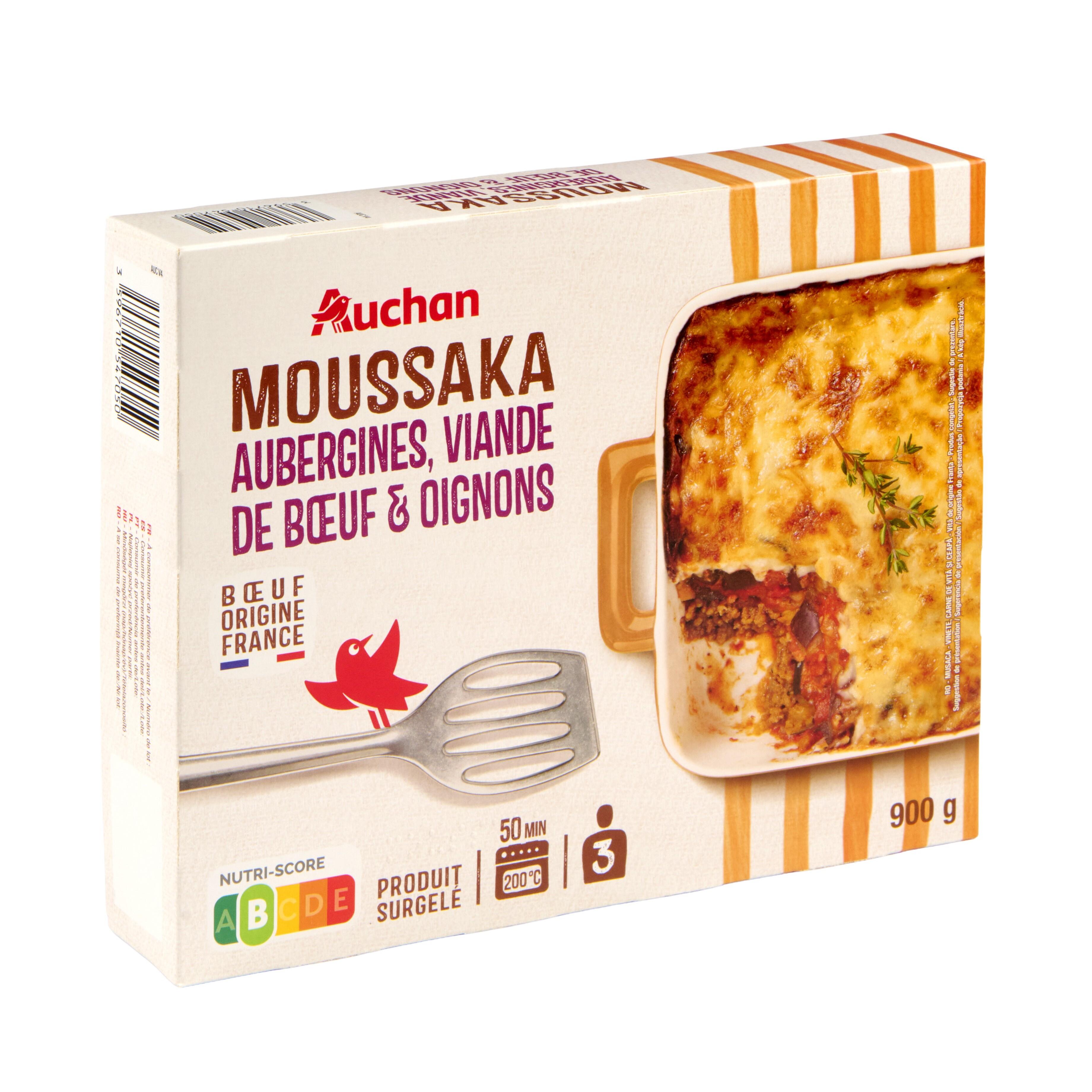 Voir la diapositive 4 : AUCHAN Moussaka boeuf 3 portions 900g