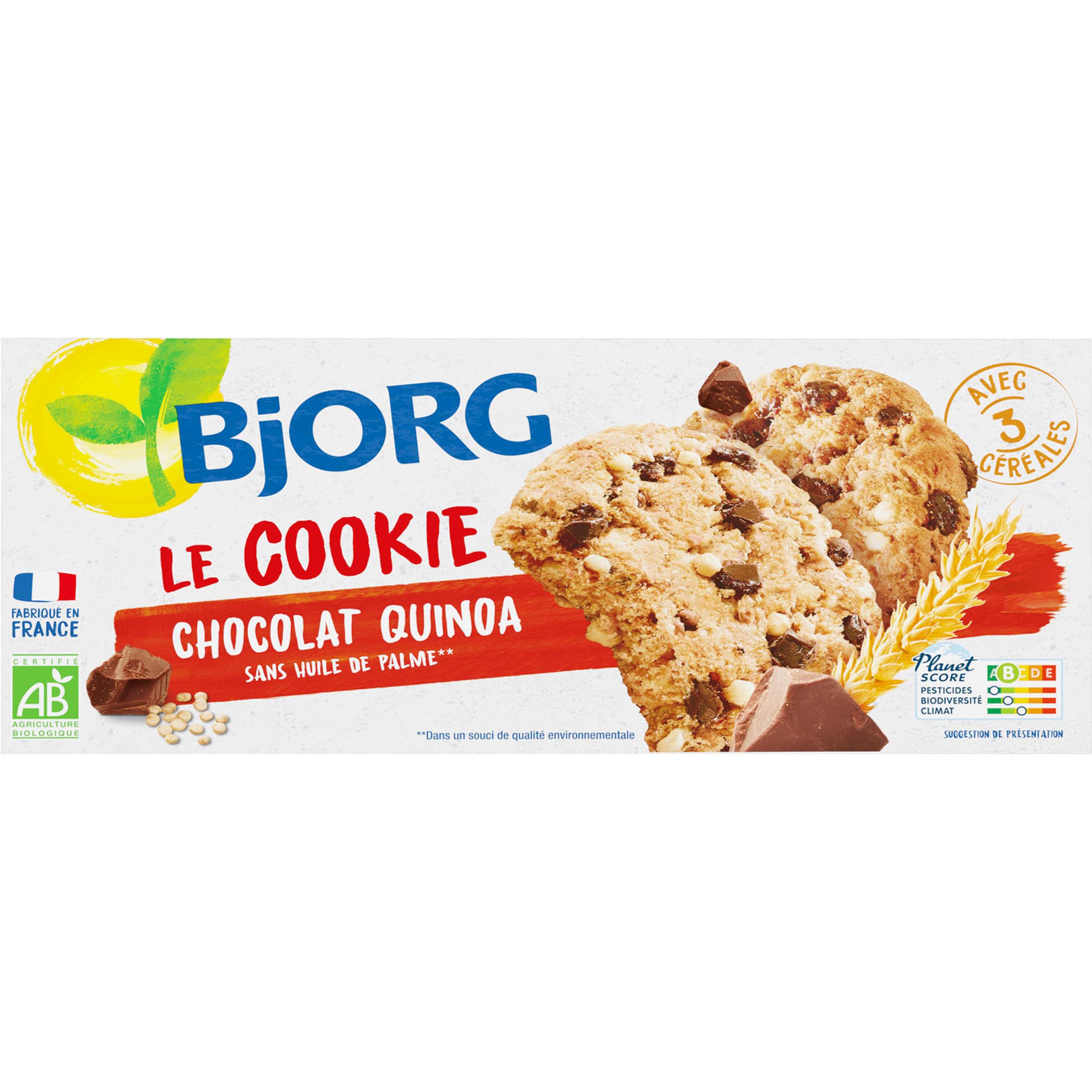 Voir la diapositive 2 : BJORG Cookies aux pépites de chocolat et au quinoa soufflé sans huile de palme bio 175g