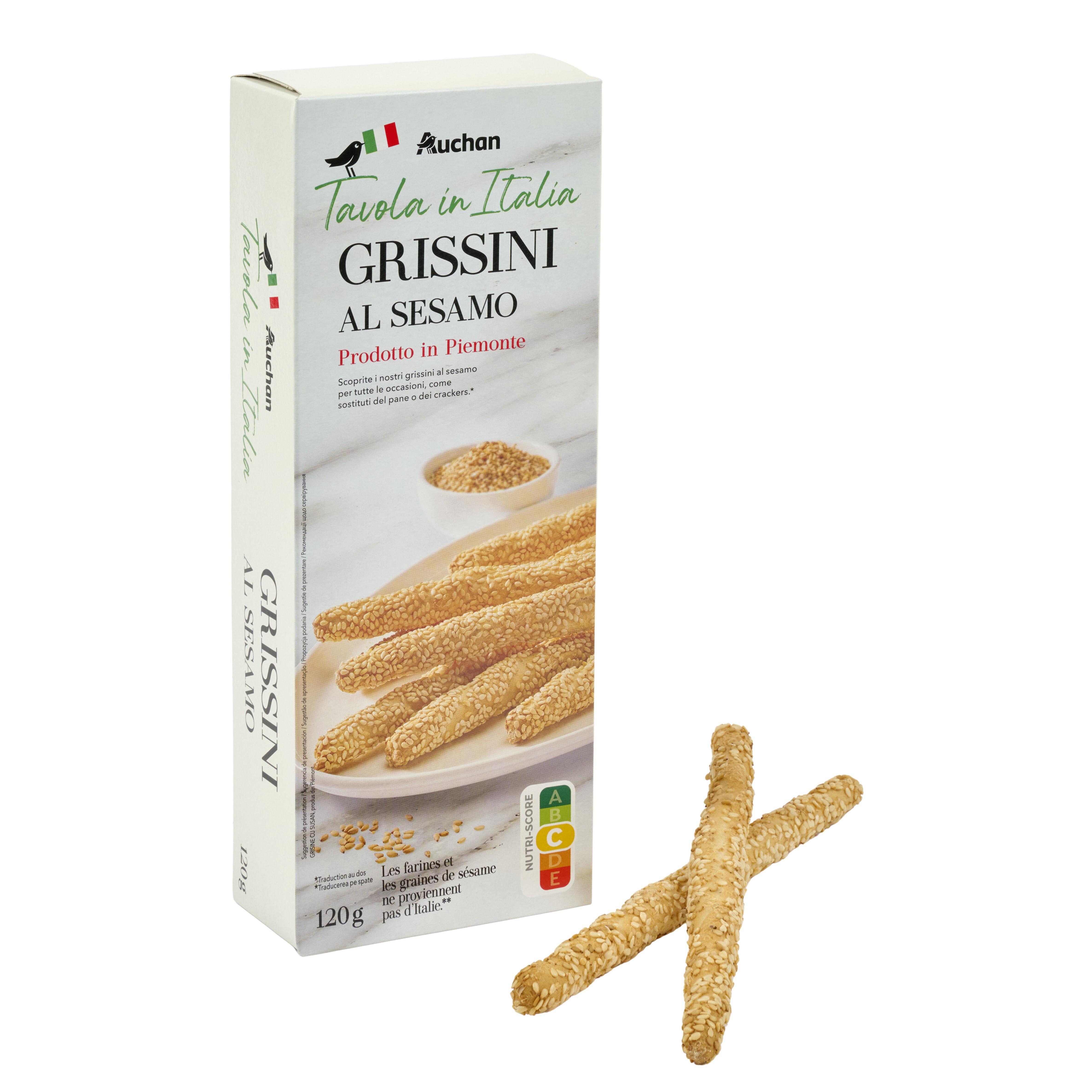 Voir la diapositive 4 : AUCHAN TAVOLA IN ITALIA Gressini au sésame 120g
