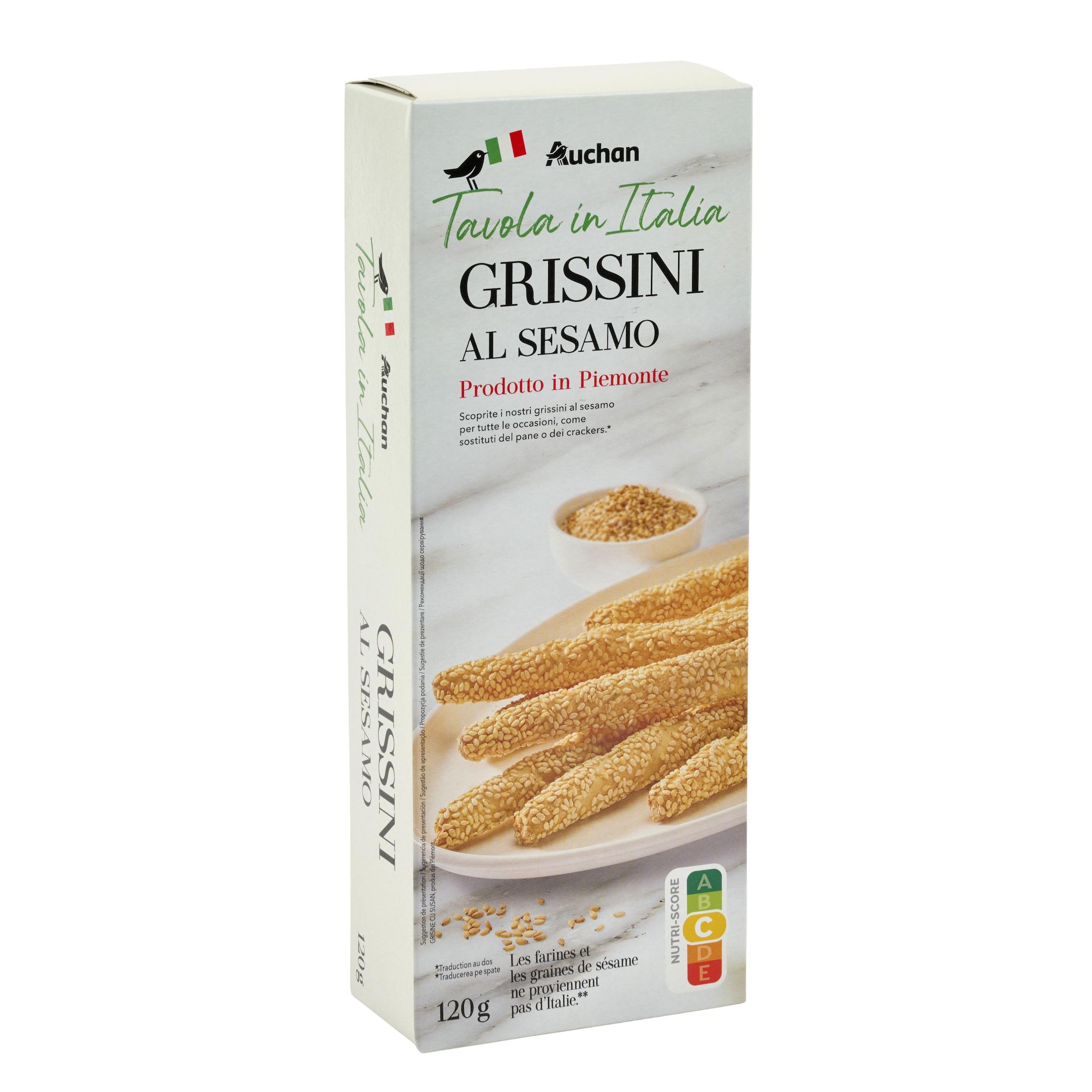 Voir la diapositive 3 : AUCHAN TAVOLA IN ITALIA Gressini au sésame 120g