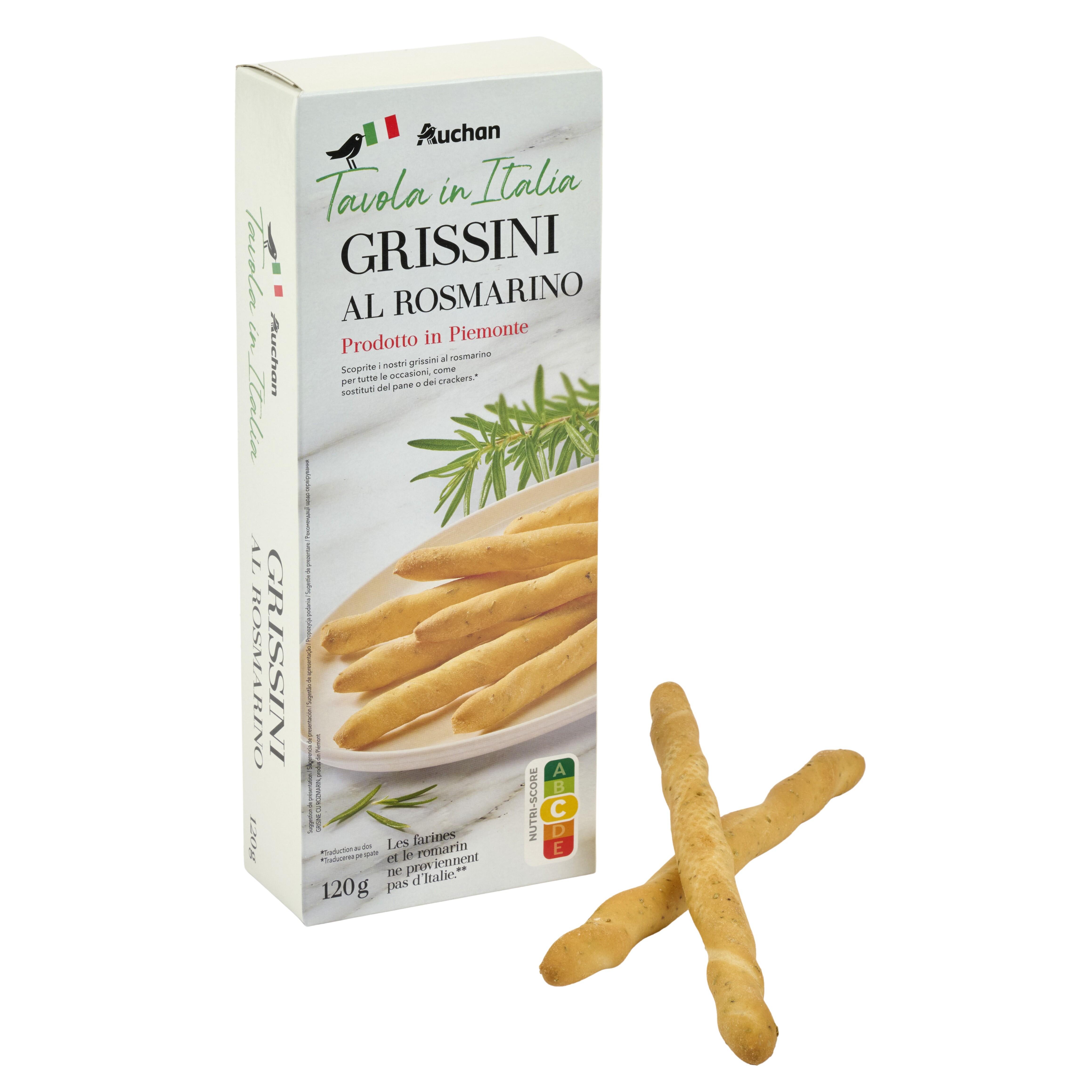 Voir la diapositive 4 : AUCHAN TAVOLA IN ITALIA Gressins au romarin 120g