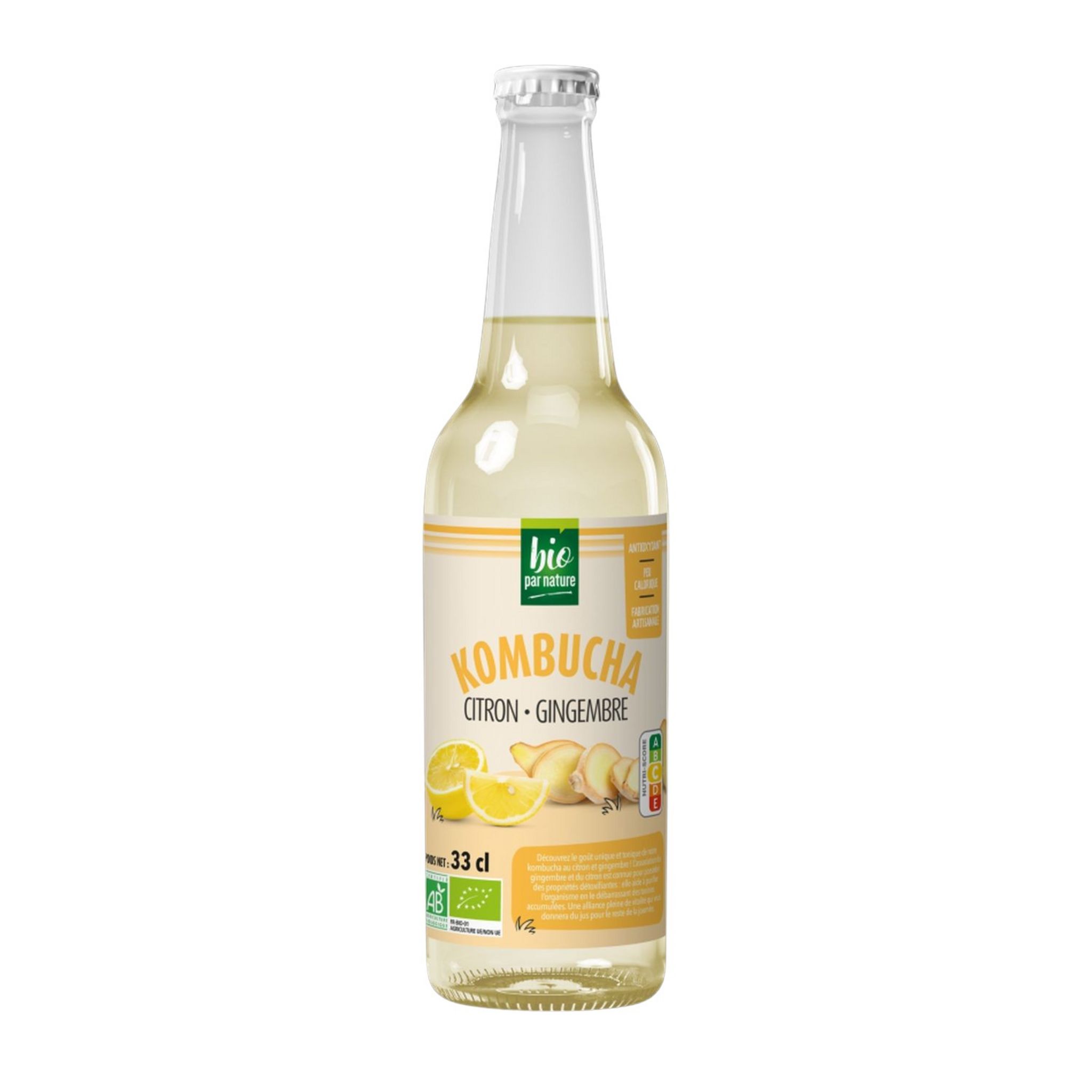 BIO PAR NATURE Kombucha au citron et gingembre bio 33cl