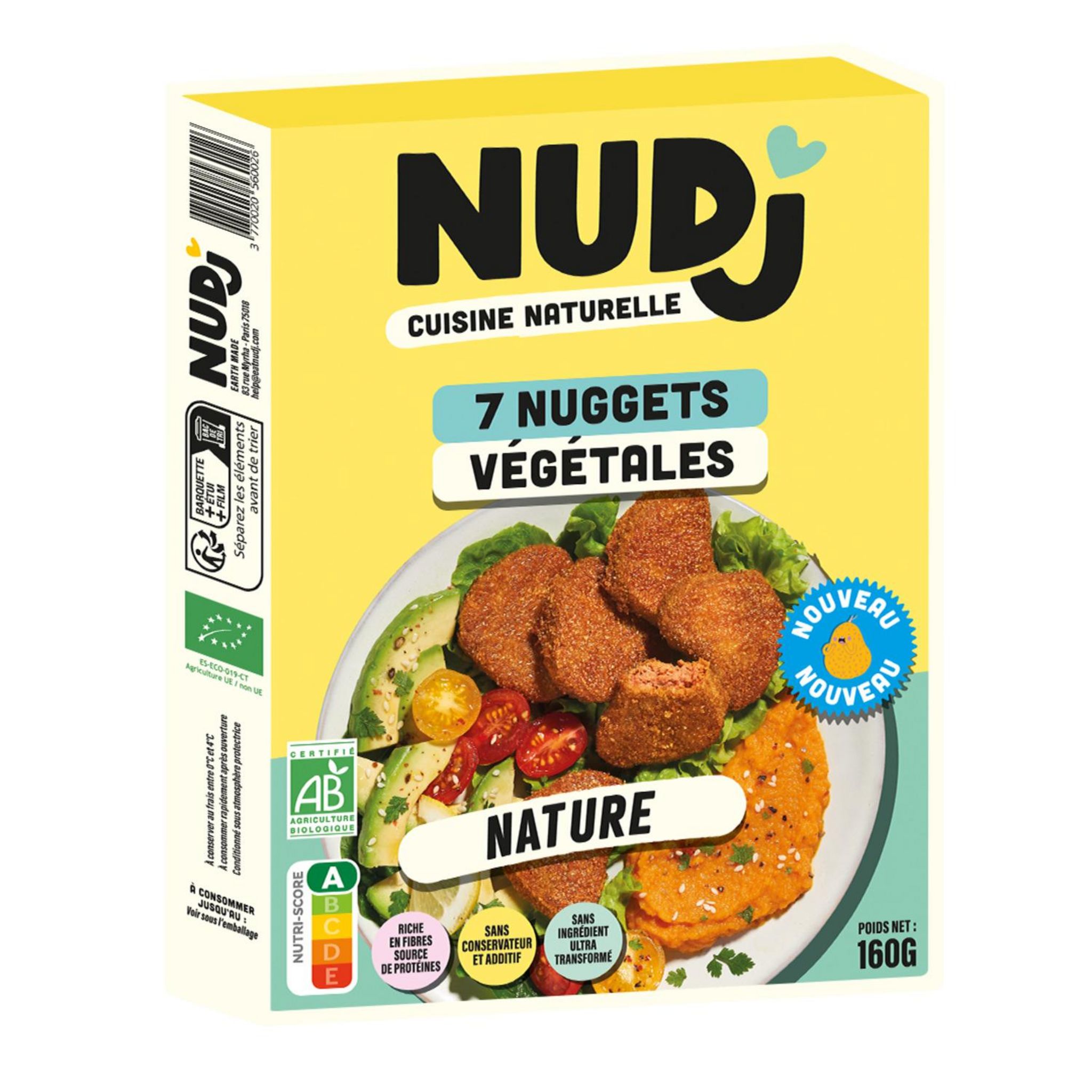 NUDJ Nuggets végétales bio nature 7 pièces 160g