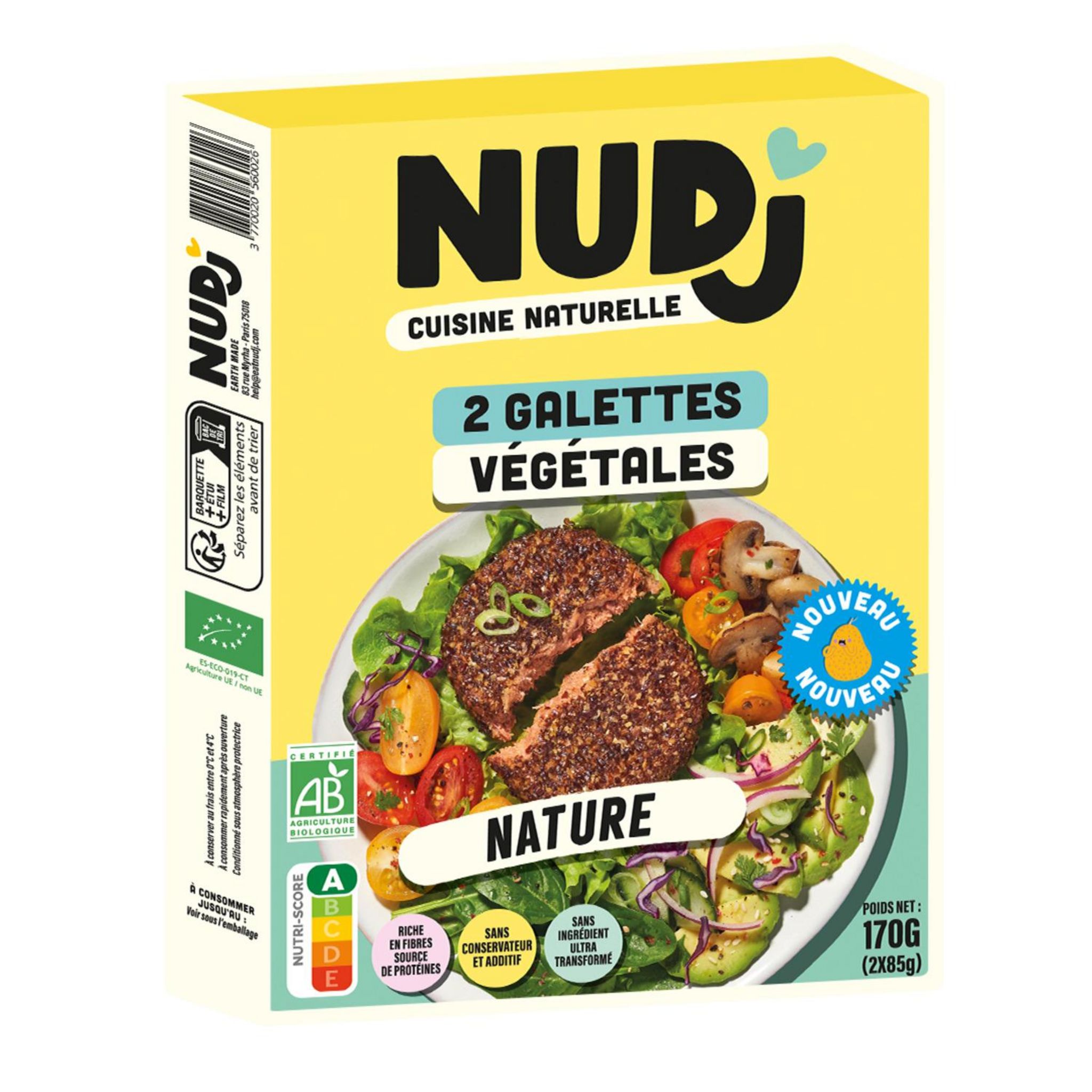 NUDJ Galettes végétales bio nature 2 pièces 170g