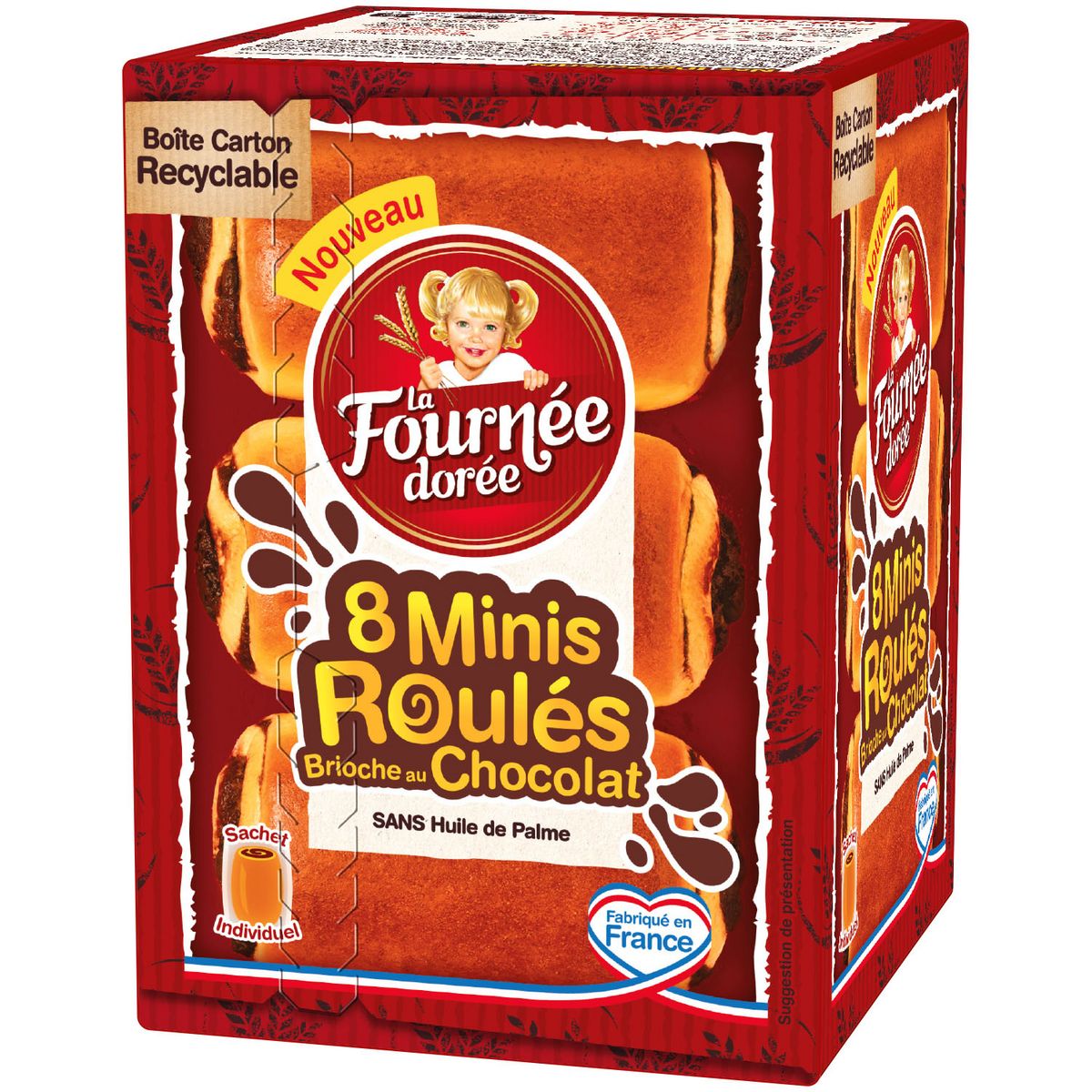 LA FOURNEE DOREE Minis roulés briochés au chocolat en sachet 8 roulés 320g