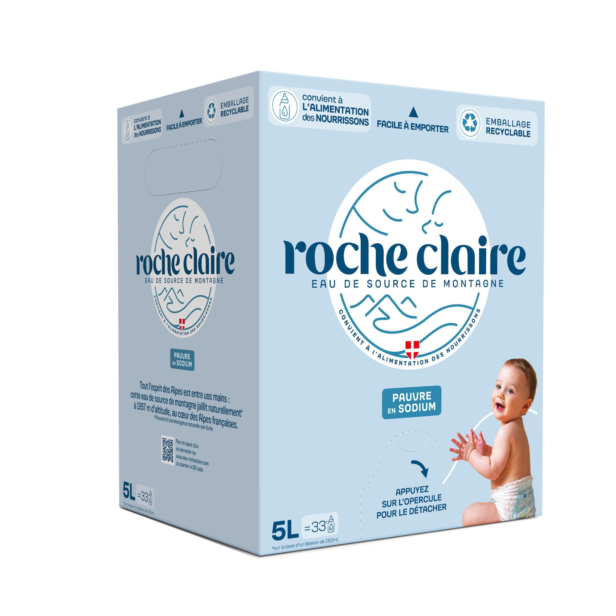 ROCHE CLAIRE Eau de source de montagne plate bib 5l