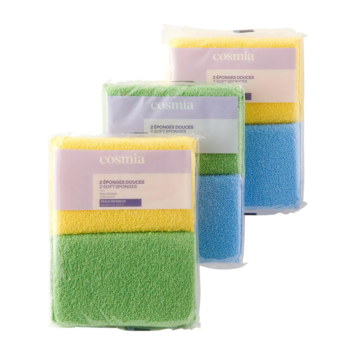 COSMIA Éponges douces pour peaux sensibles 2 pièces
