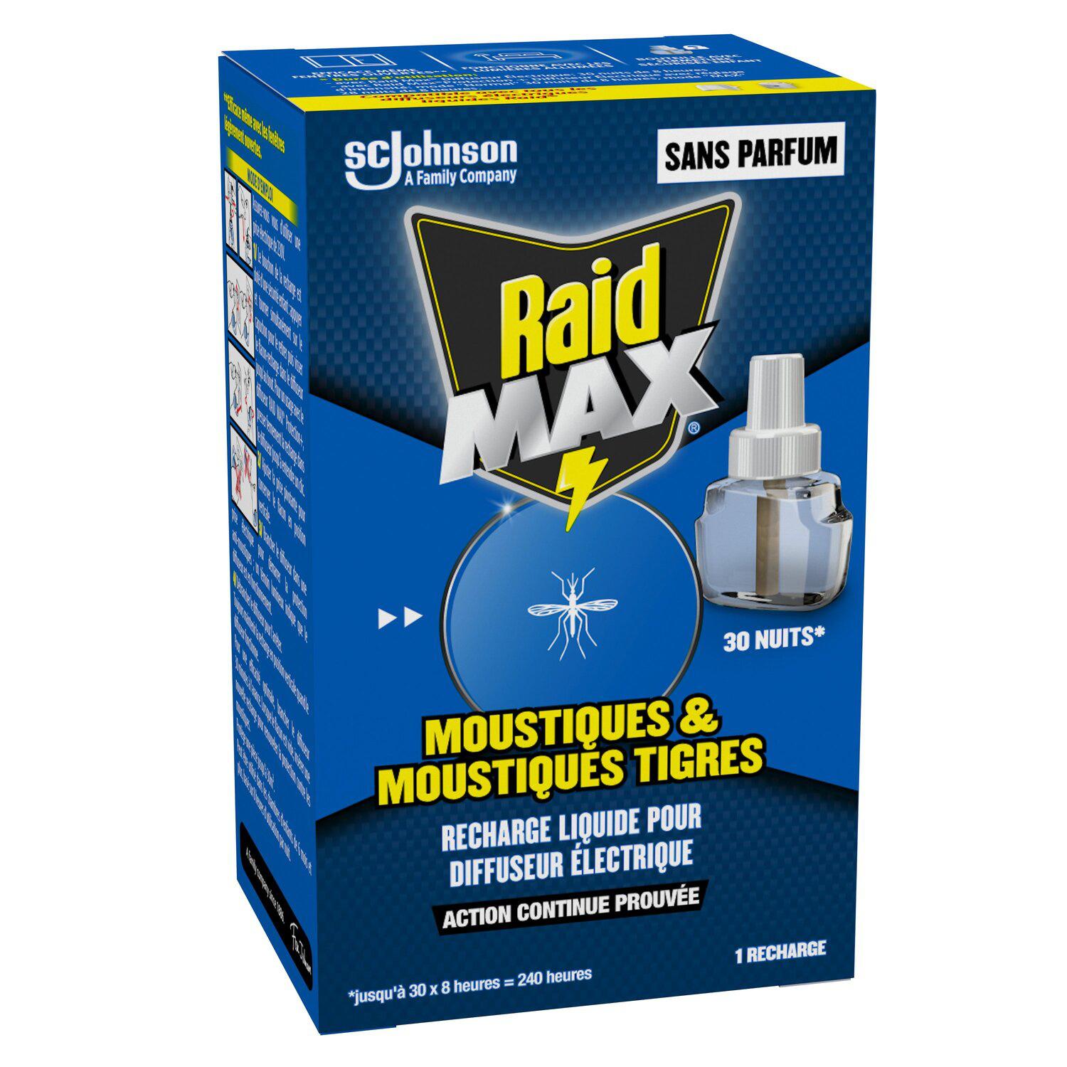 RAID Max Recharge électrique moustiques et moustiques tigres 30 nuits TP18 21ml