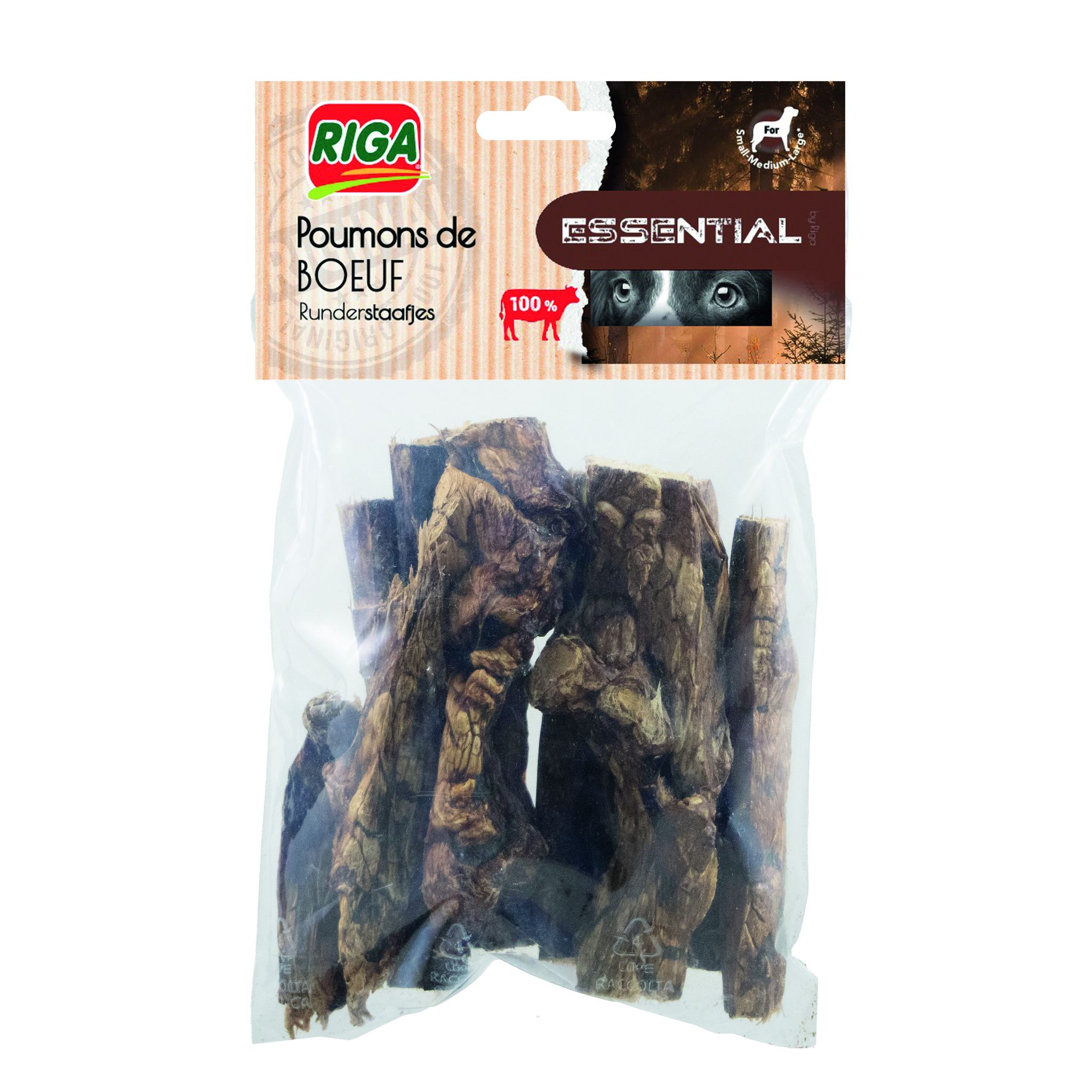 RIGA Essential Friandises poumons de bœuf pour chien 100g