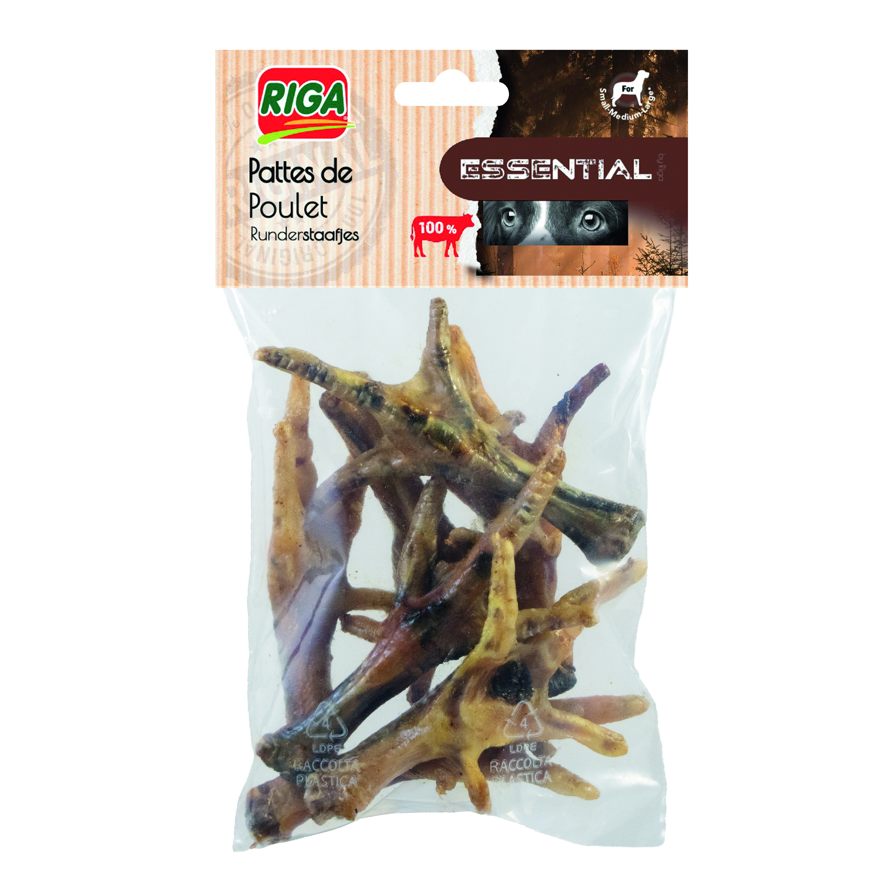 RIGA Essential Friandises pattes de poulet au bœuf pour chien 7 pièces 100g