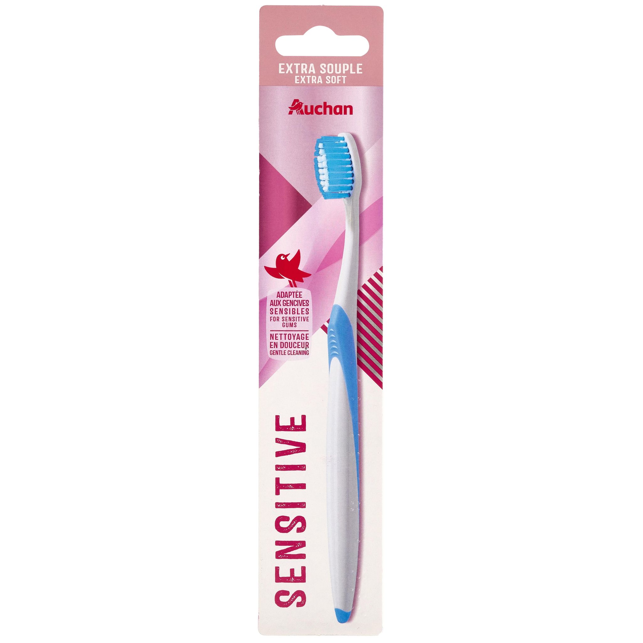Voir la diapositive 3 : AUCHAN Brosse à dents sensitive extra souple 1 brosse à dents