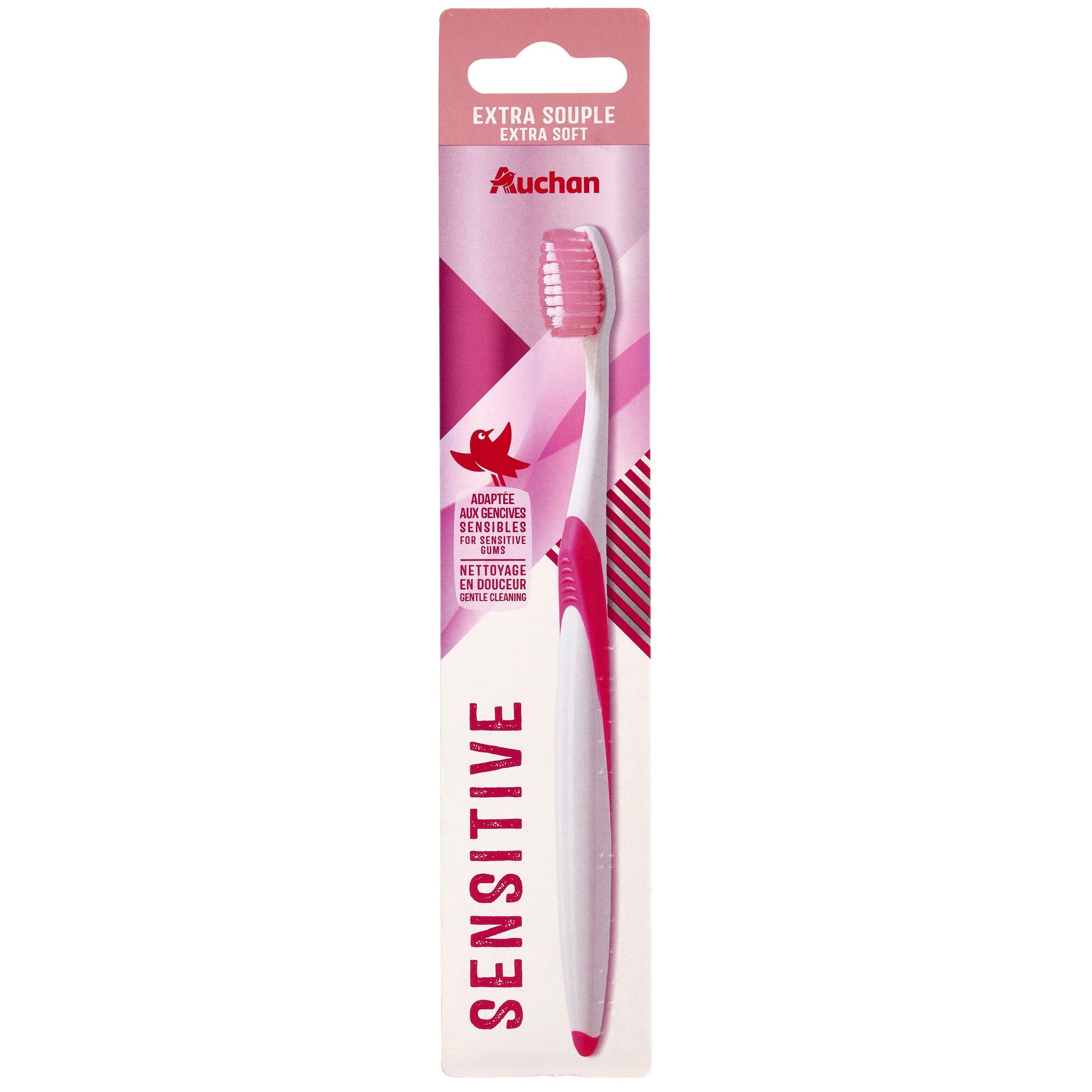 Voir la diapositive 4 : AUCHAN Brosse à dents sensitive extra souple 1 brosse à dents