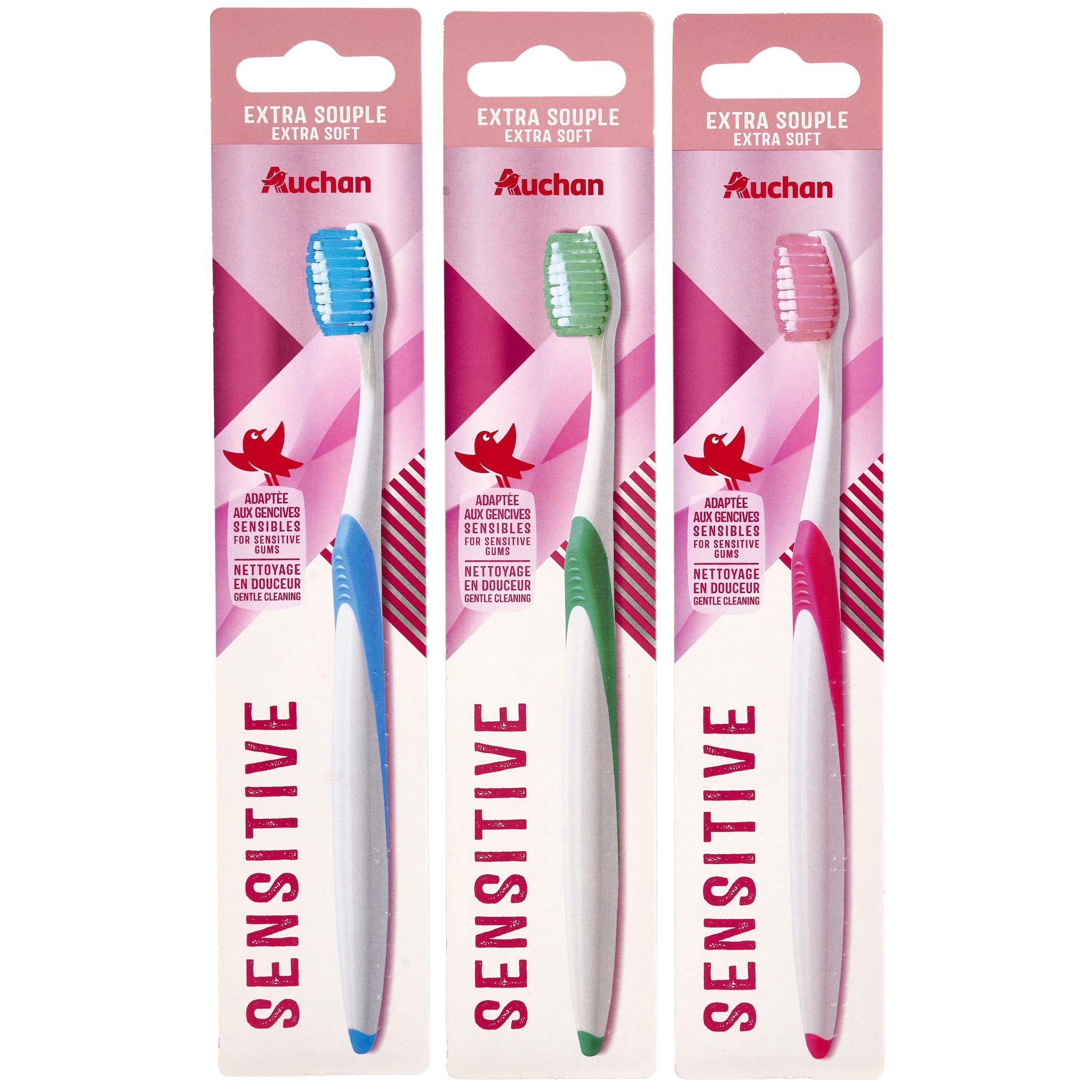 Voir la diapositive 5 : AUCHAN Brosse à dents sensitive extra souple 1 brosse à dents