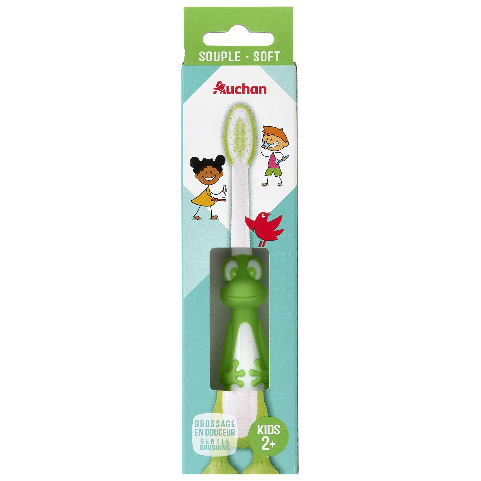 Voir la diapositive 3 : AUCHAN Brosse à dents kids 2+ grenouille souple 1 pièce
