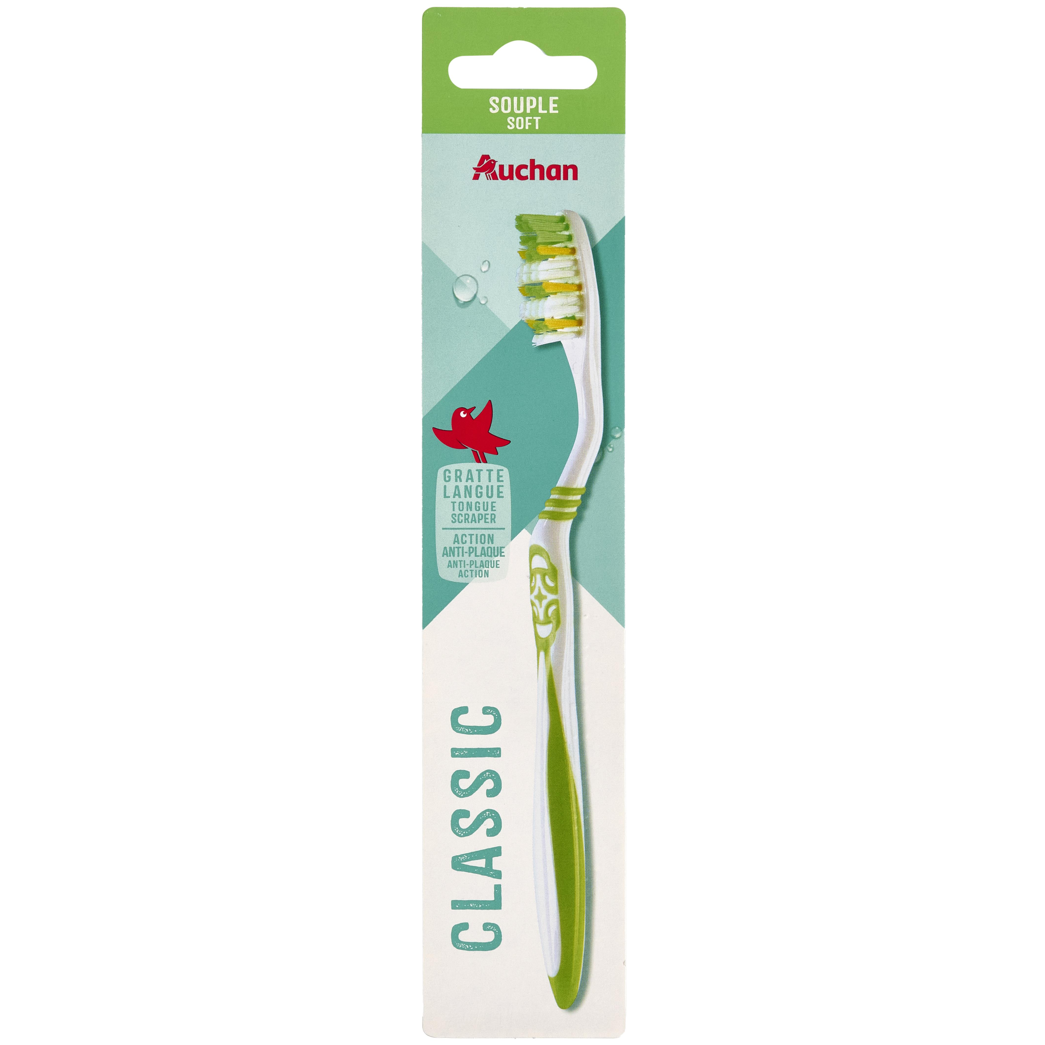 Voir la diapositive 3 : AUCHAN Brosse à dents classic souple 1 pièce