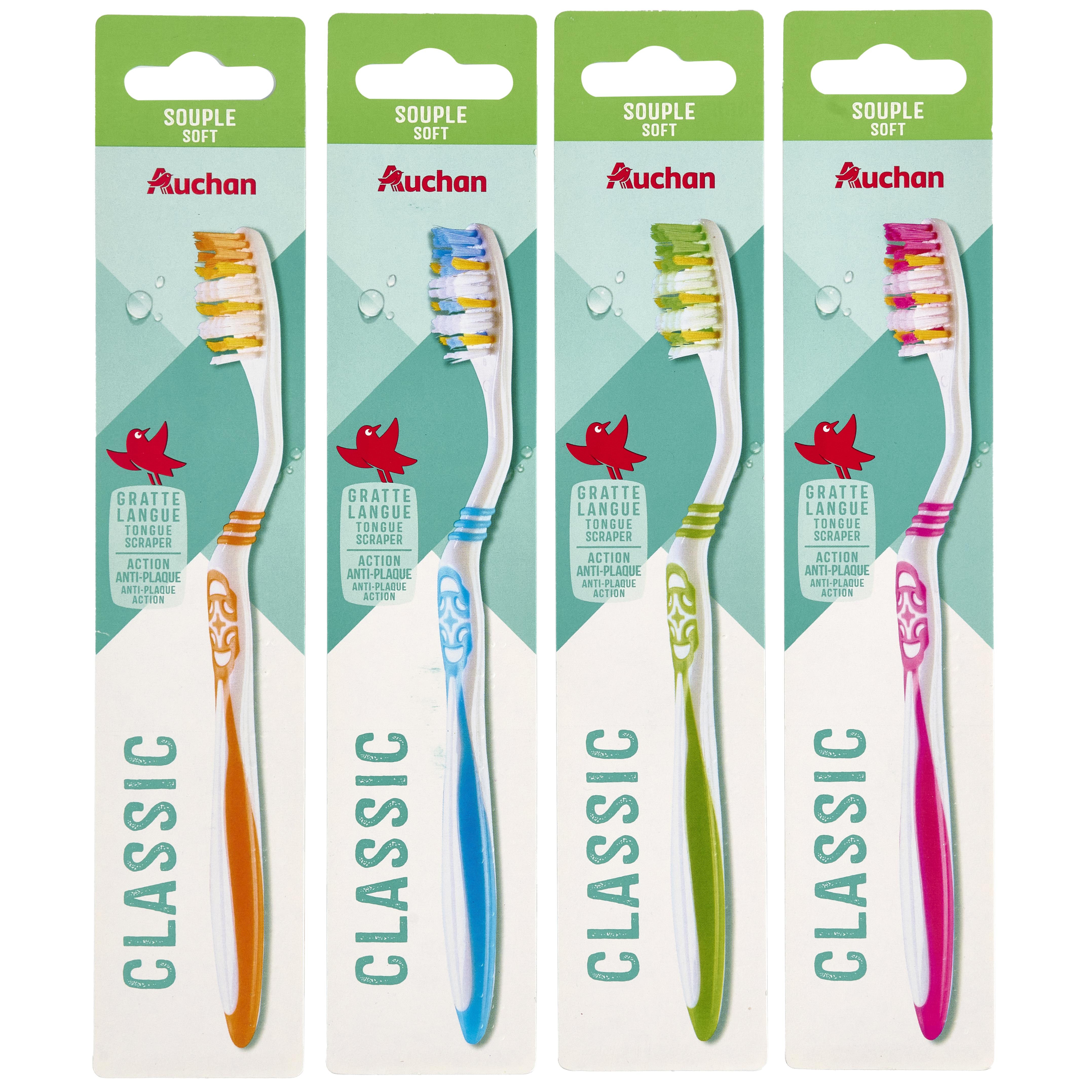 Voir la diapositive 5 : AUCHAN Brosse à dents classic souple 1 pièce