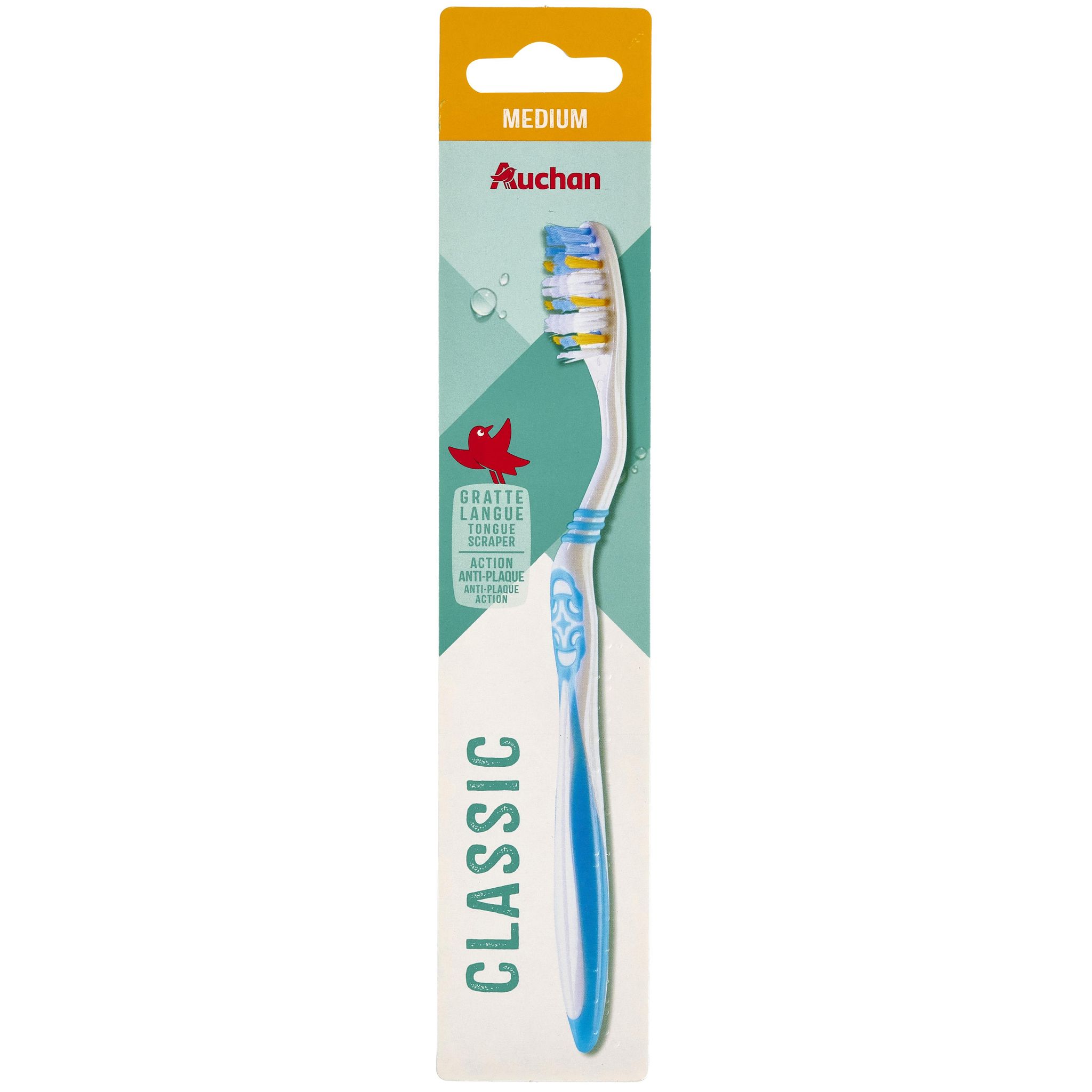 Voir la diapositive 5 : AUCHAN Brosses à dents classic medium 1 pièce
