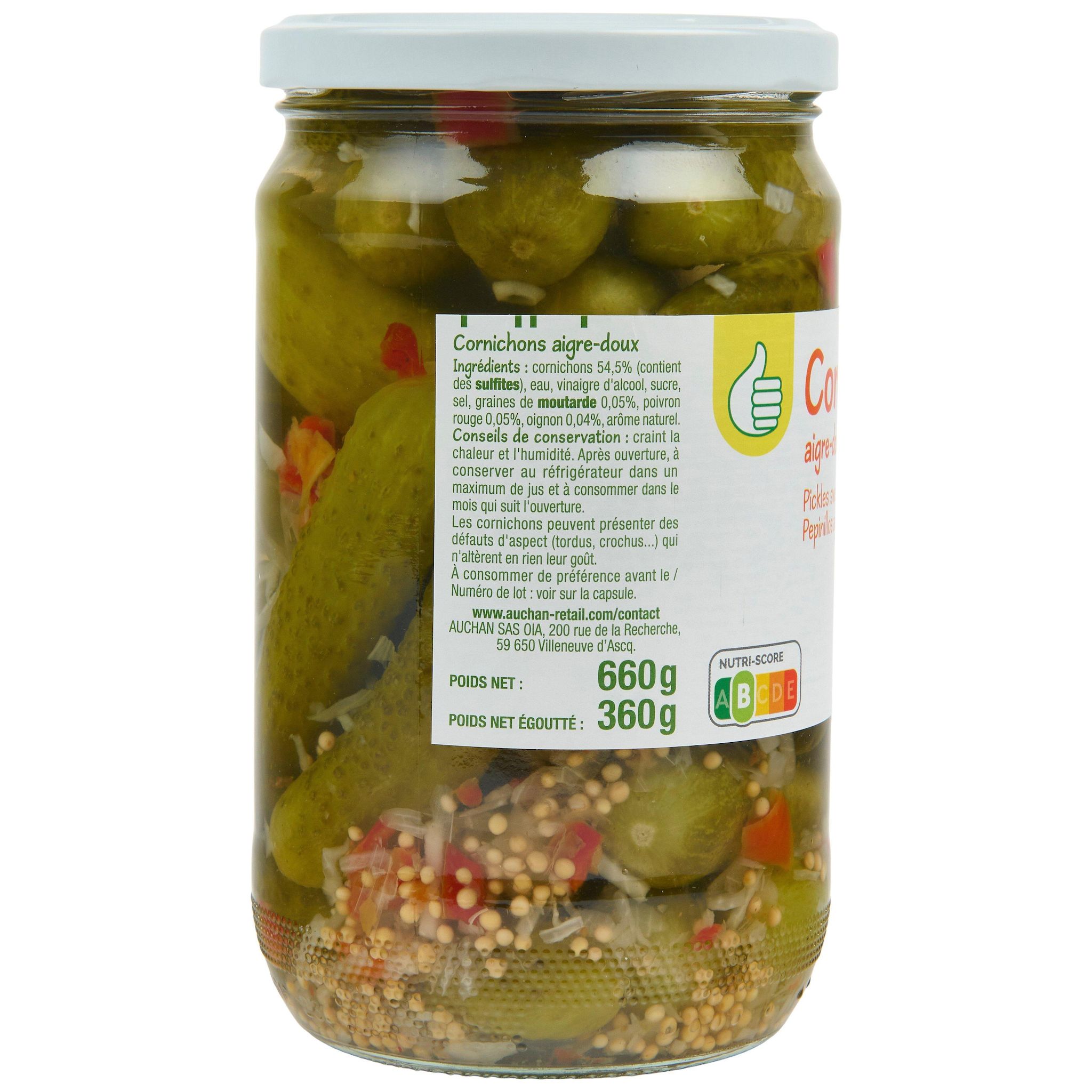 Voir la diapositive 2 : POUCE Cornichons aigre-doux 360G