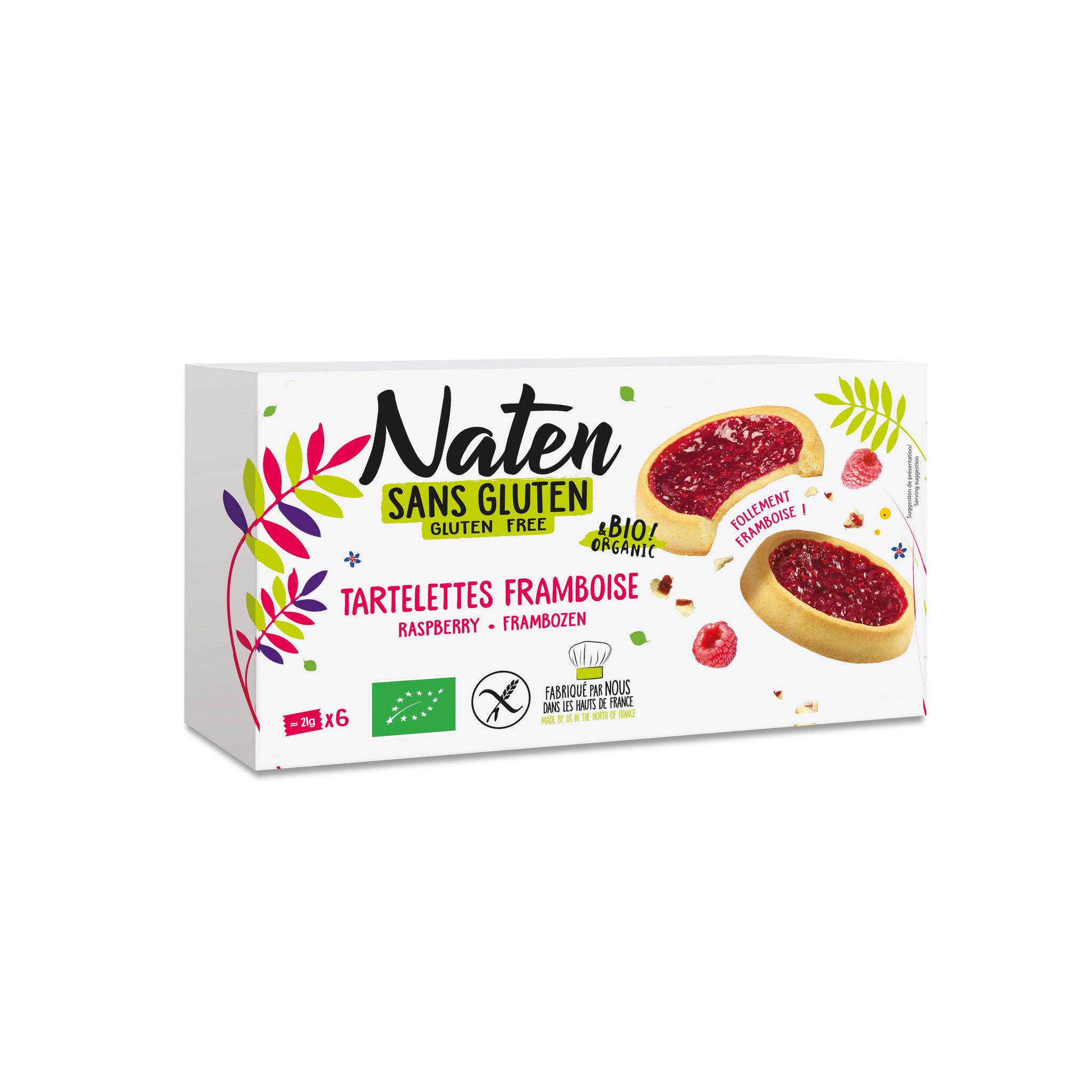 NATEN Tartelettes bio à la framboise sans gluten 6 sachets 130g