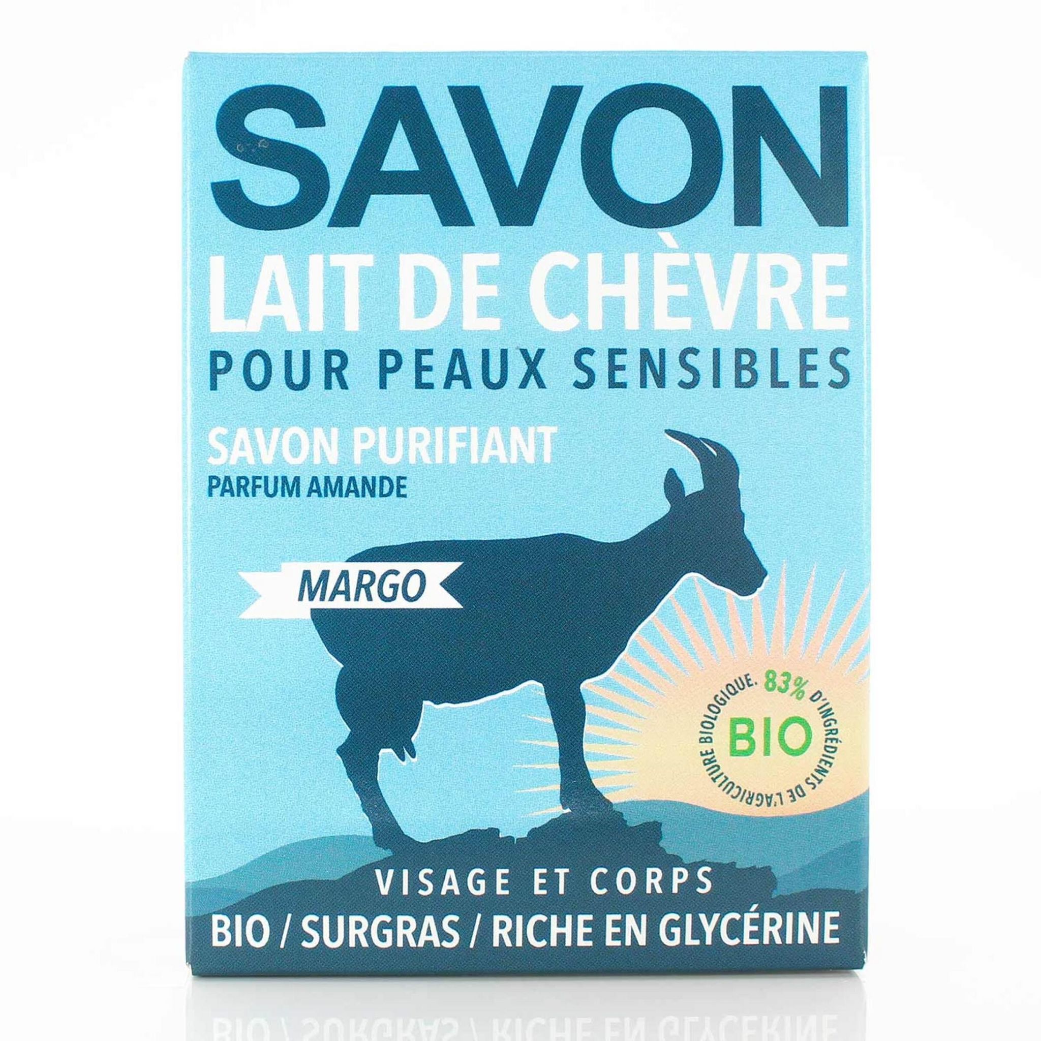 GAIIA Savon au lait de chèvre purifiant parfum amande visage et corps pour peaux sensibles 150g