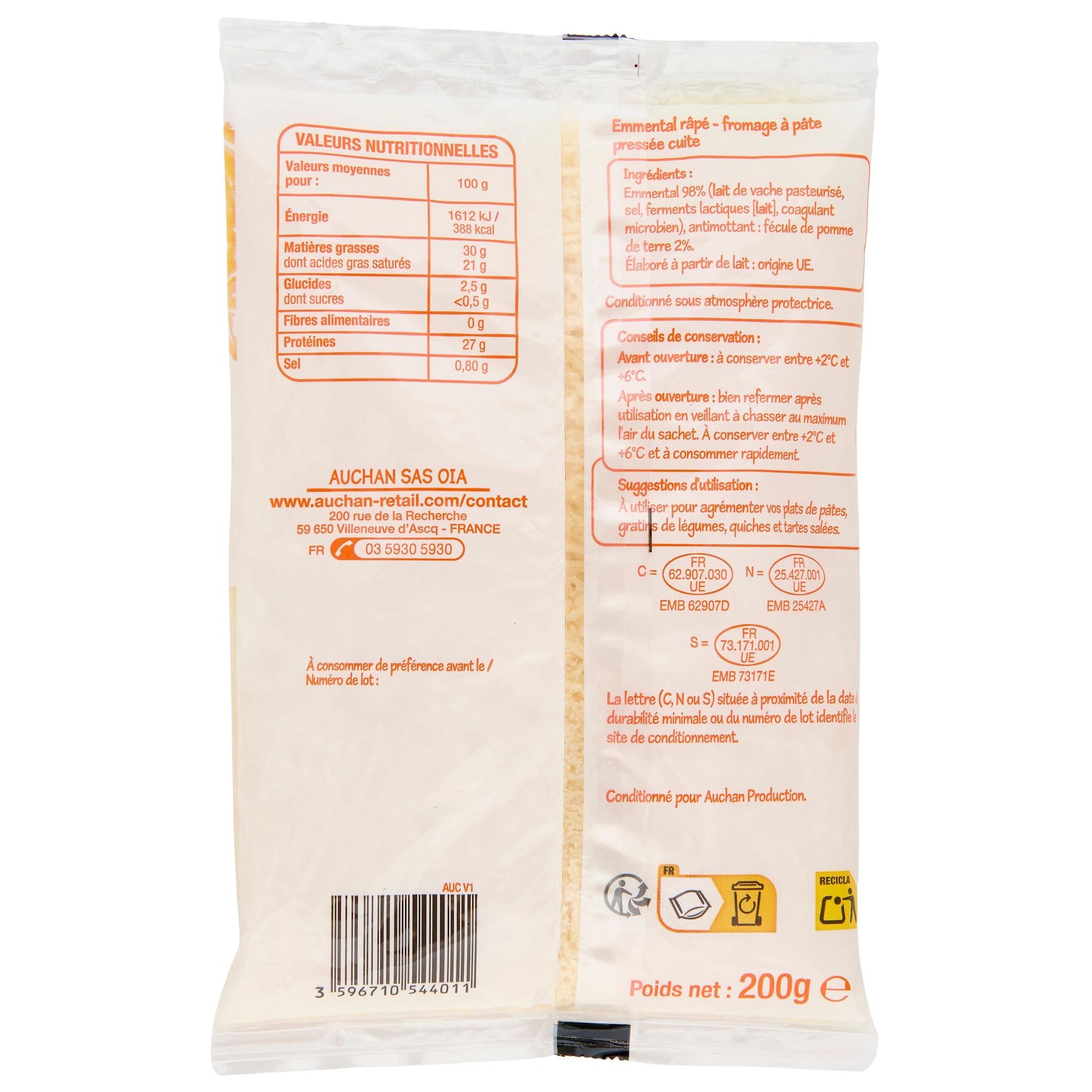 Voir la diapositive 2 : POUCE Emmental Rapé 200g